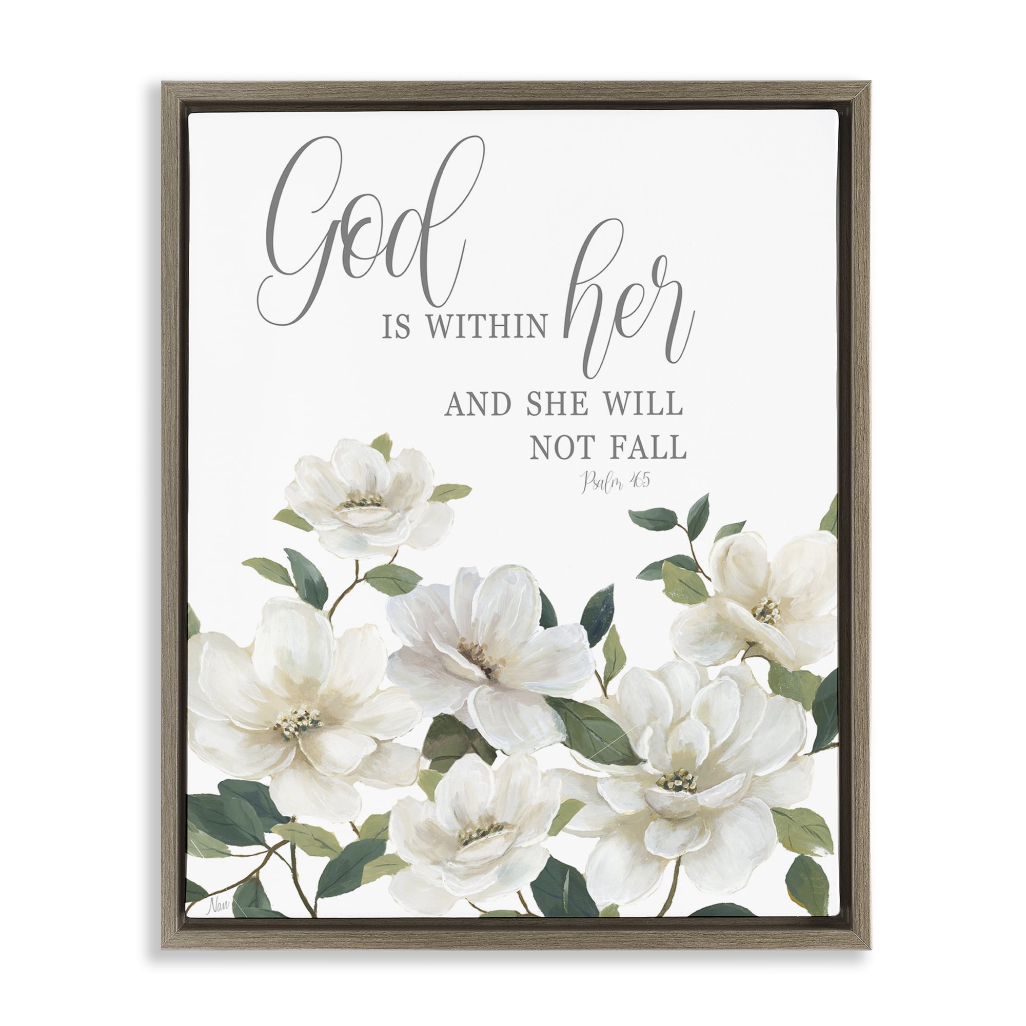 Stupell Industries God Is Within Her Brown Framed Floater Canvas Wall Art, design by Nan