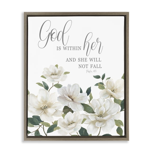 Stupell Industries God Is Within Her Brown Framed Floater Canvas Wall Art, design by Nan