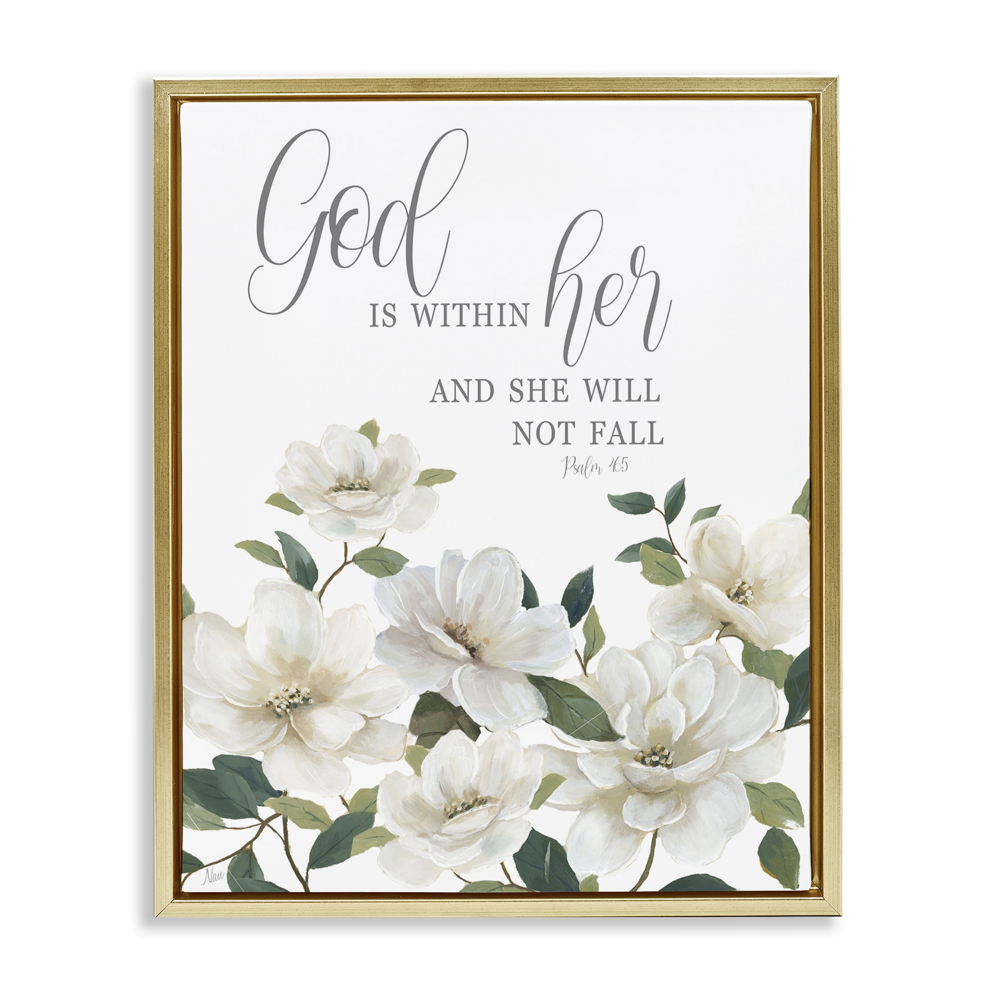 Stupell Industries God Is Within Her Gold Framed Floater Canvas Wall Art, design by Nan