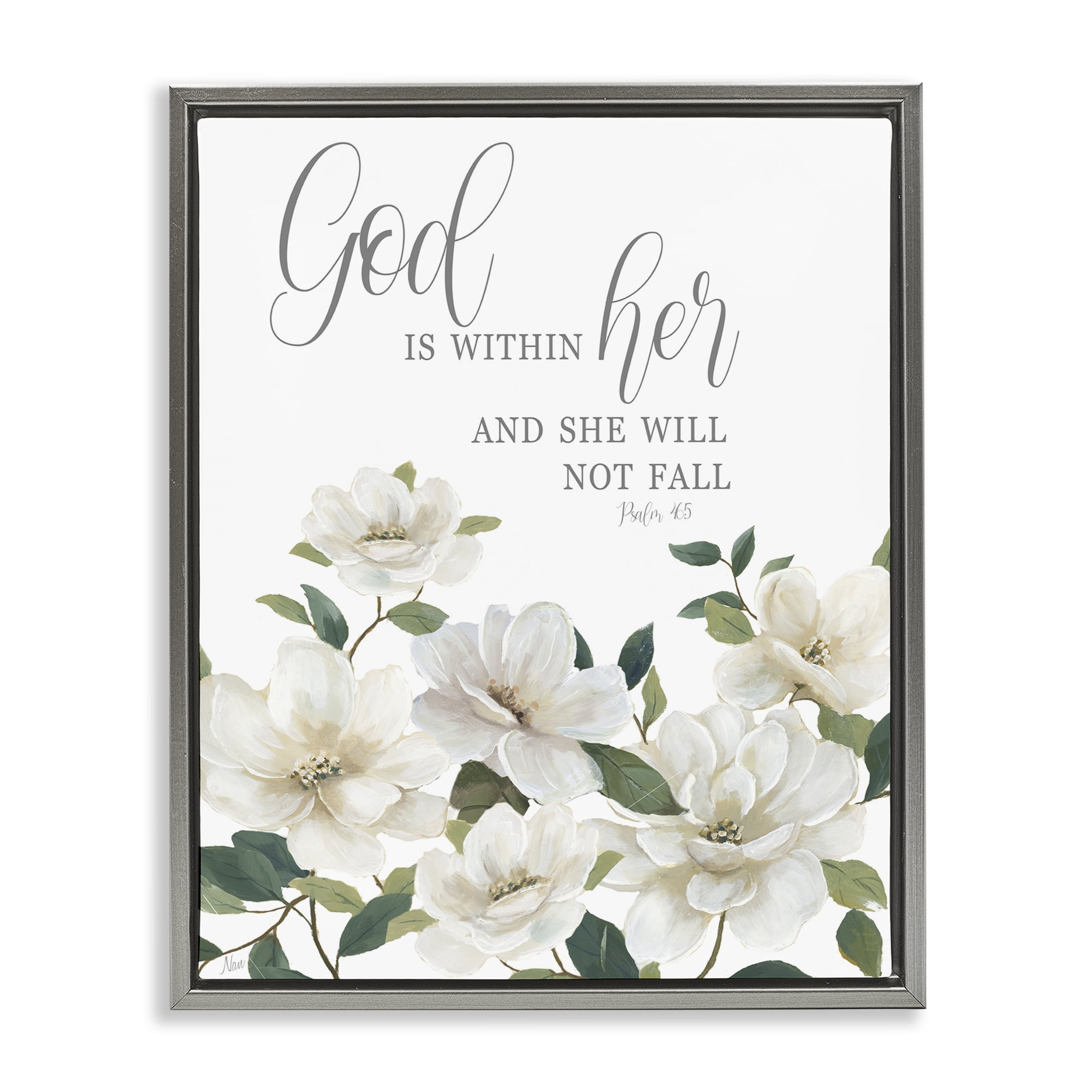 Stupell Industries God Is Within Her Gray Framed Floater Canvas Wall Art, design by Nan
