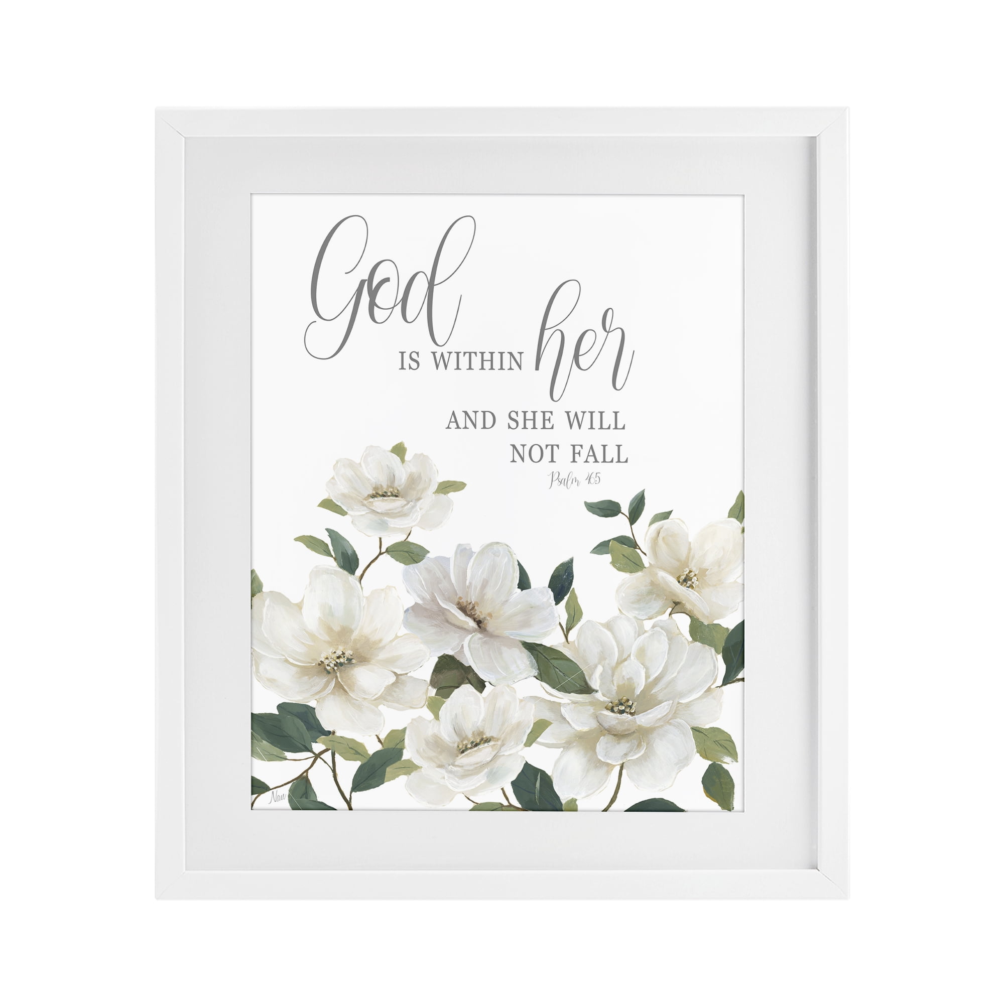 Stupell Industries God Is Within Her White Framed Print Under Glass, design by Nan