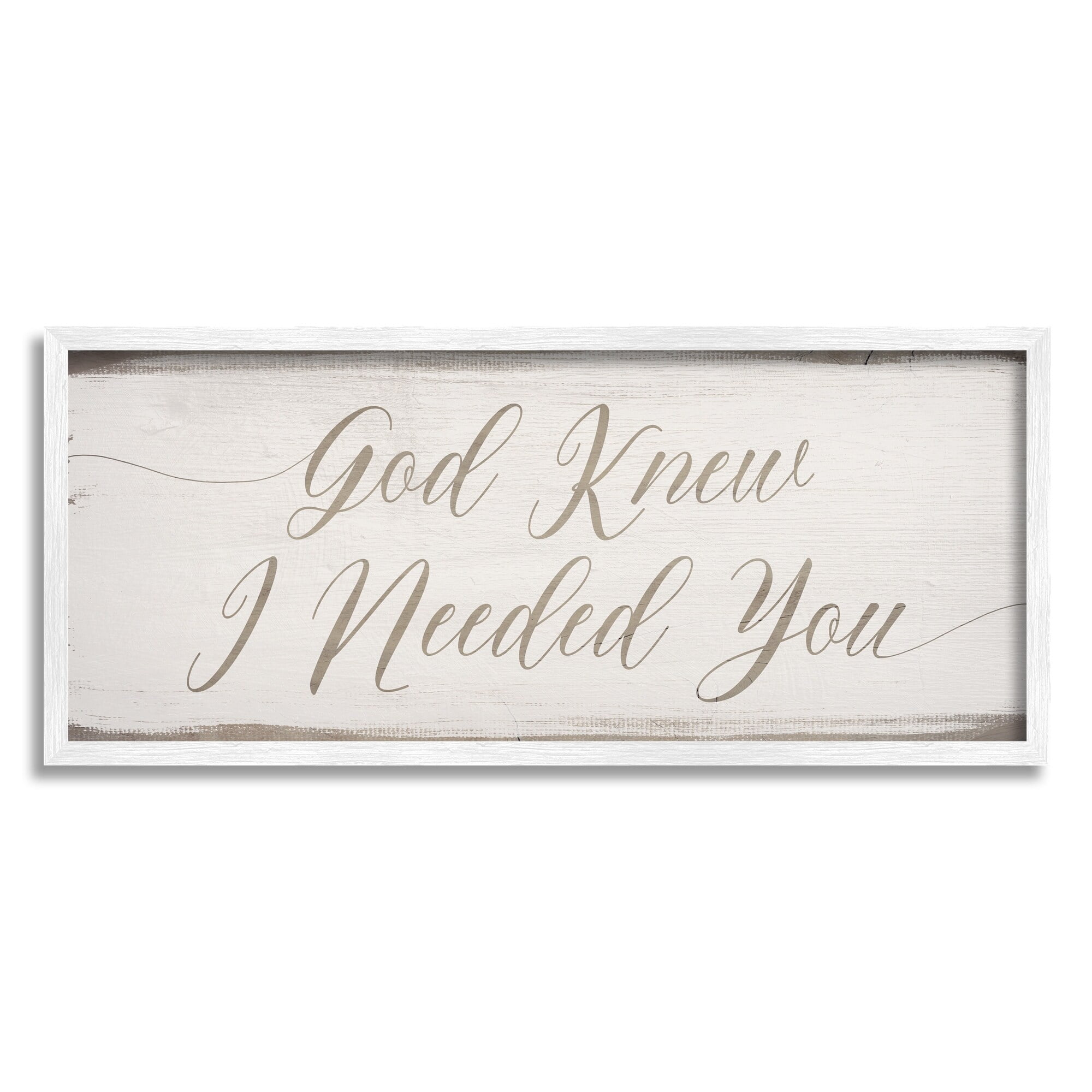 Stupell Industries God Knew I Needed You Romantic Religious Phrase Framed Wall Art, 24 x 10, Design by Daphne Polselli