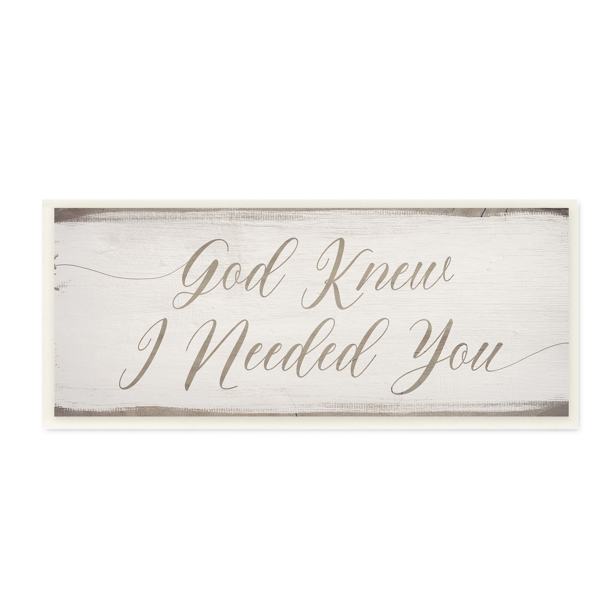 Stupell Industries God Knew I Needed You Romantic Religious Phrase Wood Wall Art, 17 x 7, Design by Daphne Polselli