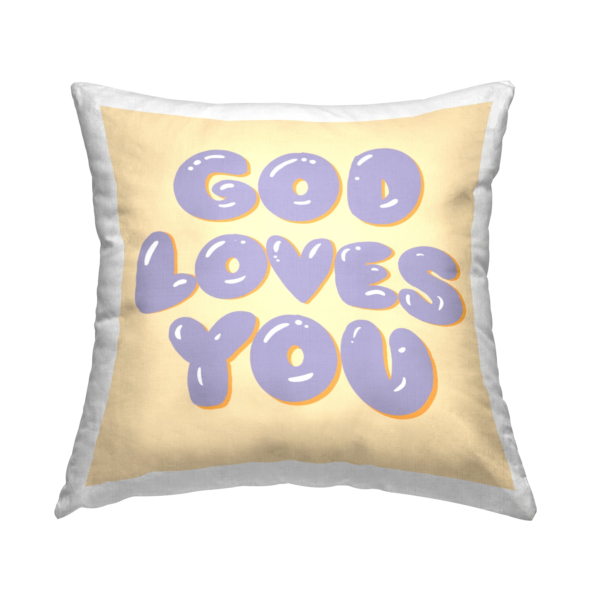 Stupell Industries God Loves You Phrase Square Decorative Printed Throw Pillow, 18 x 18,