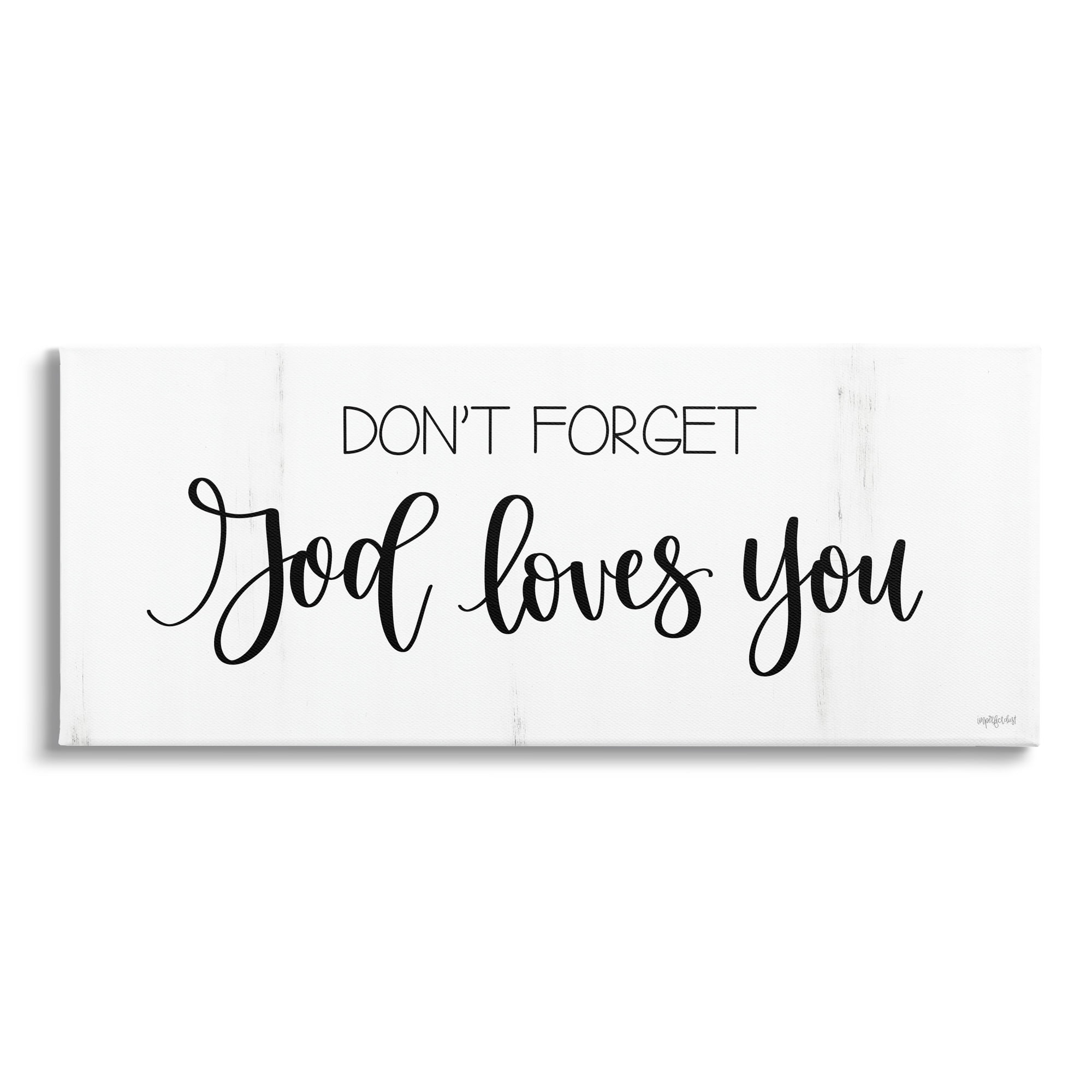 God Loves You Spiritual Calligraphy Script Phrase Canvas Wall Art