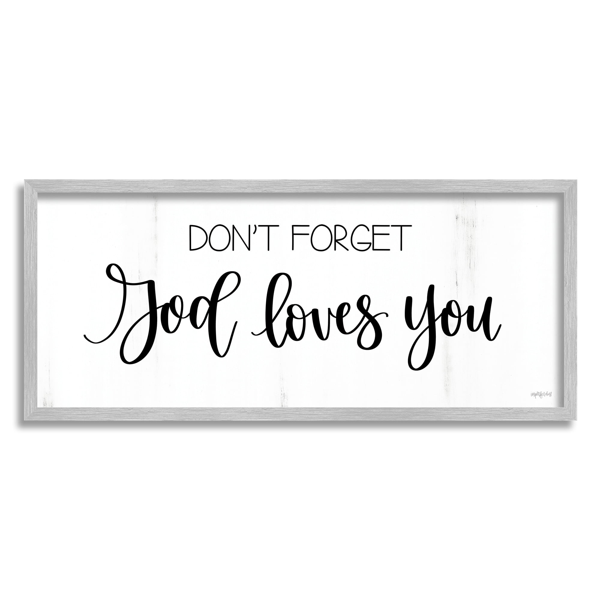 Stupell Industries God Loves You Spiritual Calligraphy Script Phrase Framed Wall Art, 24 x 10, Design by Imperfect Dust