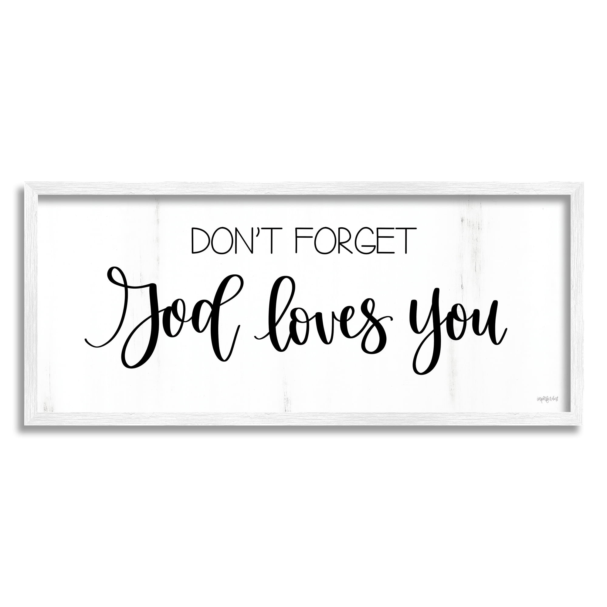 Stupell Industries God Loves You Spiritual Calligraphy Script Phrase Framed Wall Art, 30 x 13, Design by Imperfect Dust