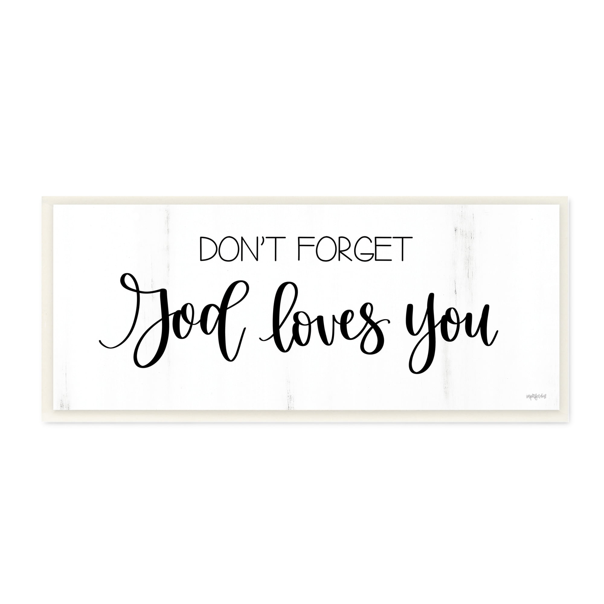 Stupell Industries God Loves You Spiritual Calligraphy Script Phrase Wood Wall Art, 17 x 7, Design by Imperfect Dust