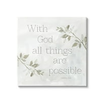 Stupell Industries With God All Things Possible Floral Sprig Religious Phrase Graphic Art Gallery Wrapped Canvas Print Wall Art, Design by Carol Robinson