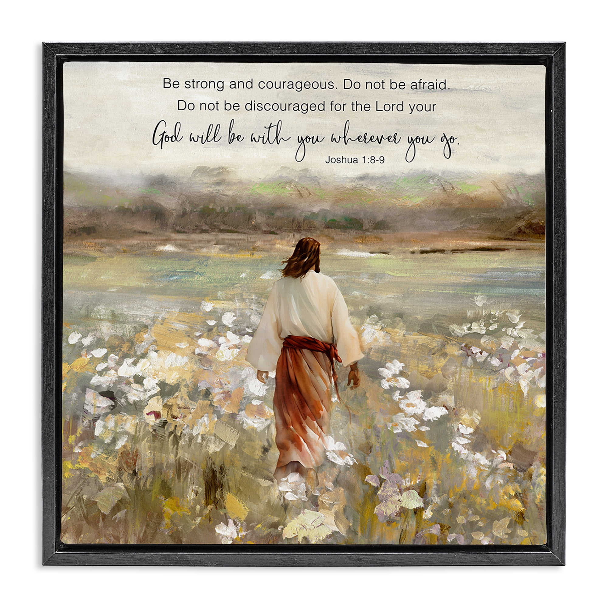 Stupell Industries God With You Wherever Black Framed Floater Canvas Wall Art, design by Sally Swatland