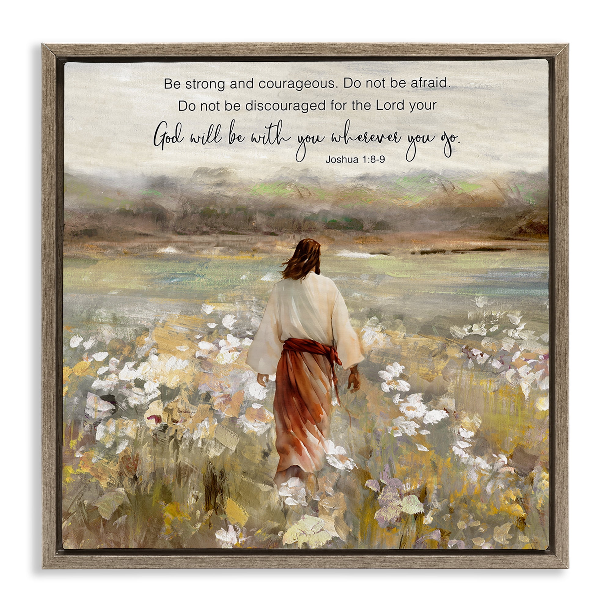 Stupell Industries God With You Wherever Brown Framed Floater Canvas Wall Art, design by Sally Swatland
