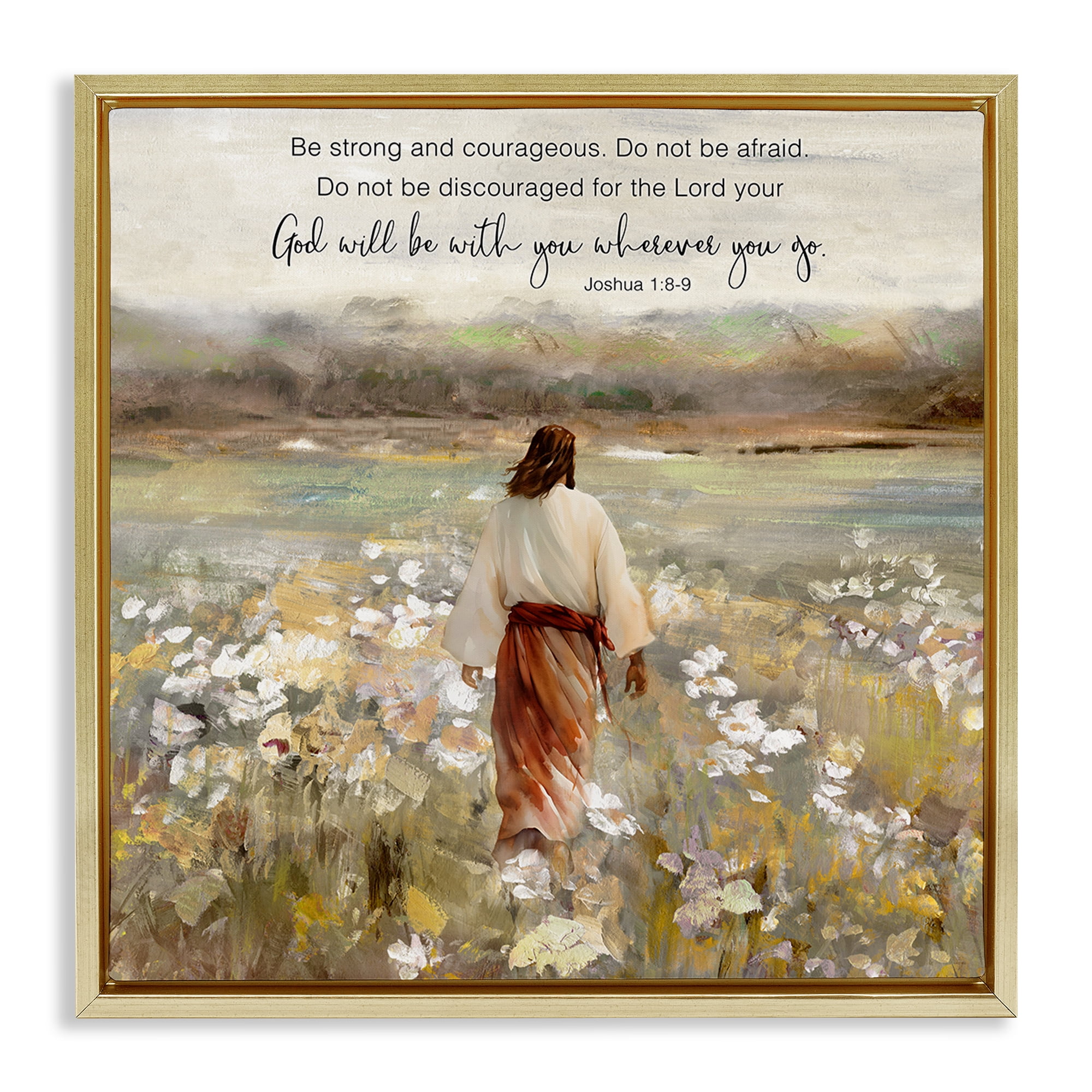 Stupell Industries God With You Wherever Gold Framed Floater Canvas Wall Art, design by Sally Swatland