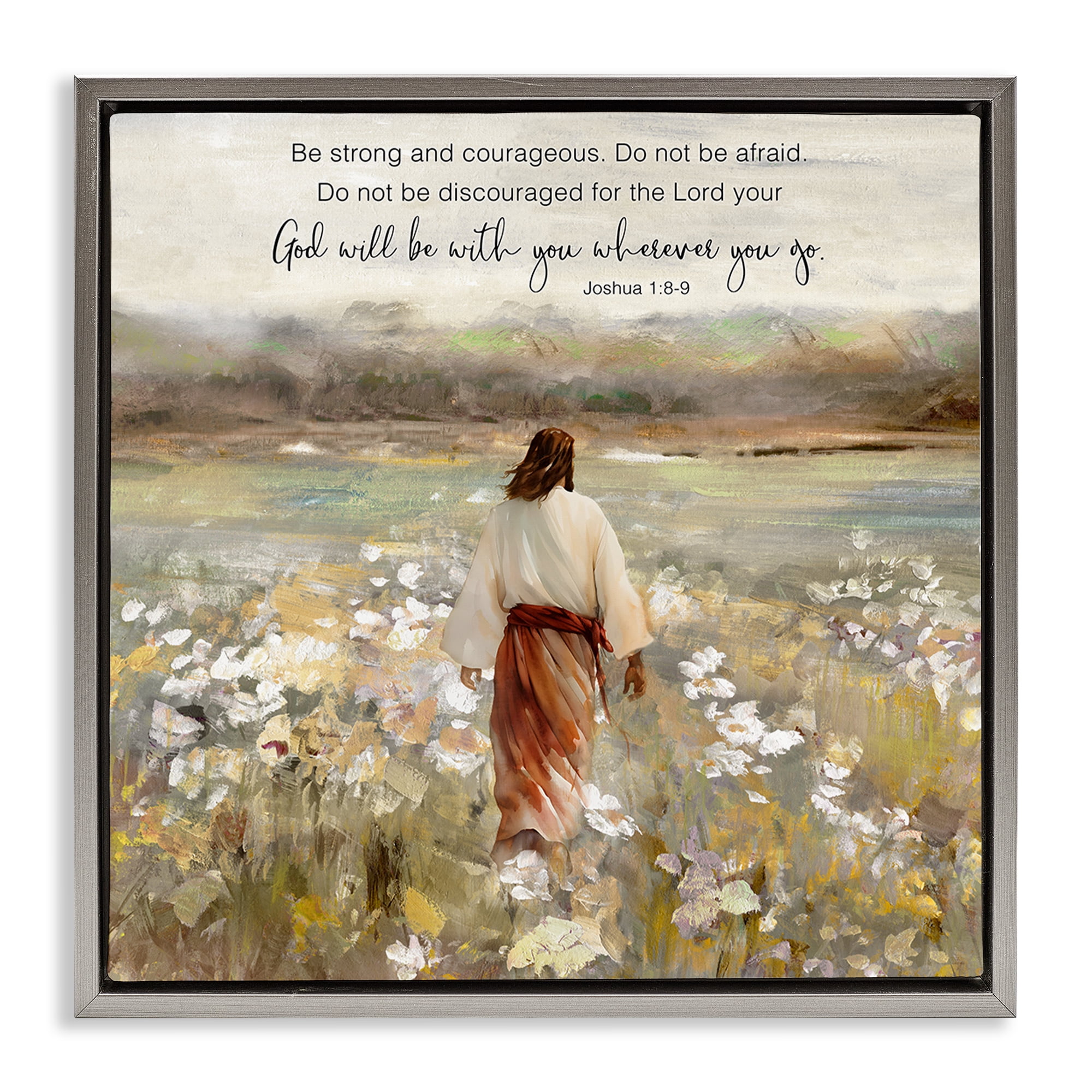 Stupell Industries God With You Wherever Gray Framed Floater Canvas Wall Art, design by Sally Swatland