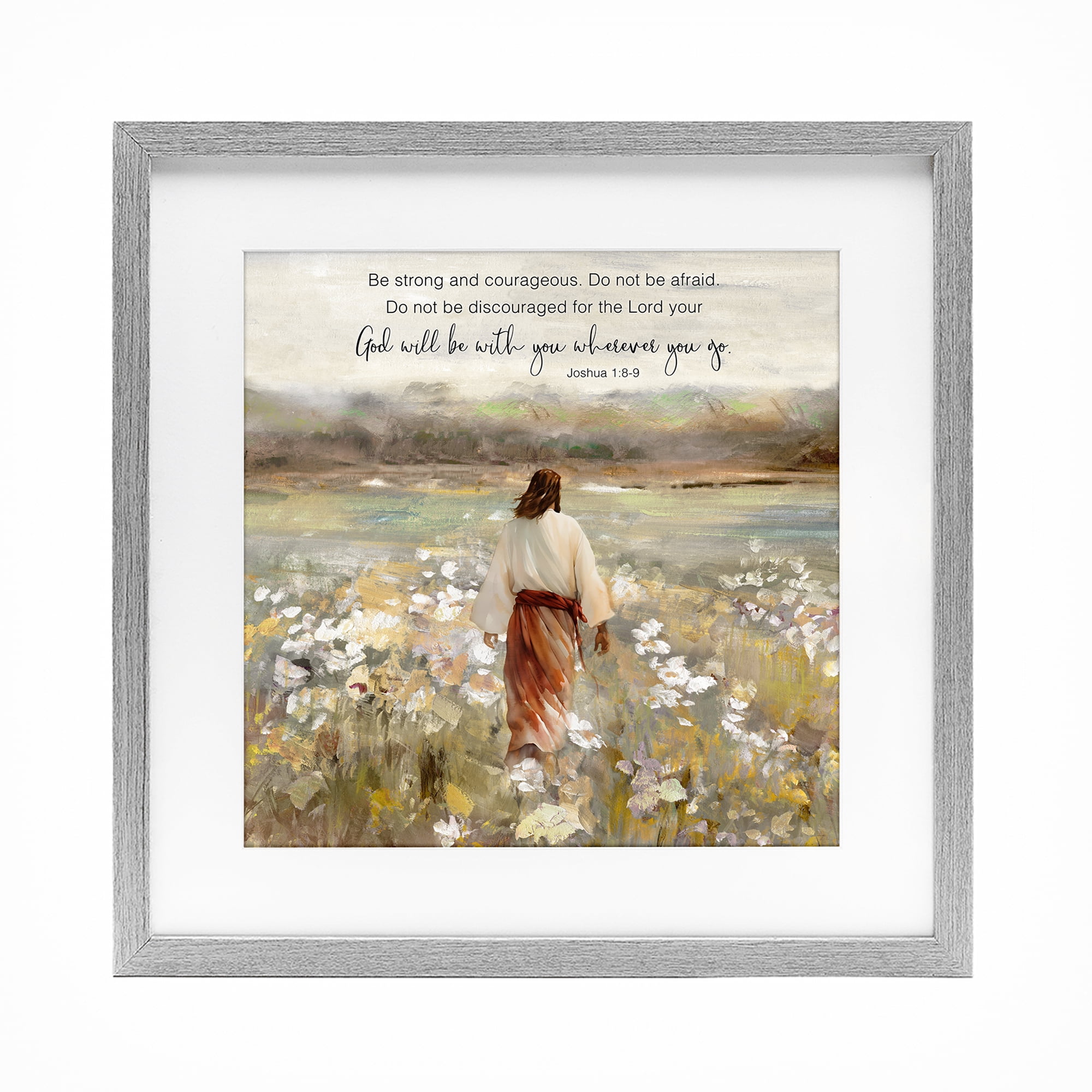 Stupell Industries God With You Wherever Gray Framed Print Under Glass, design by Sally Swatland