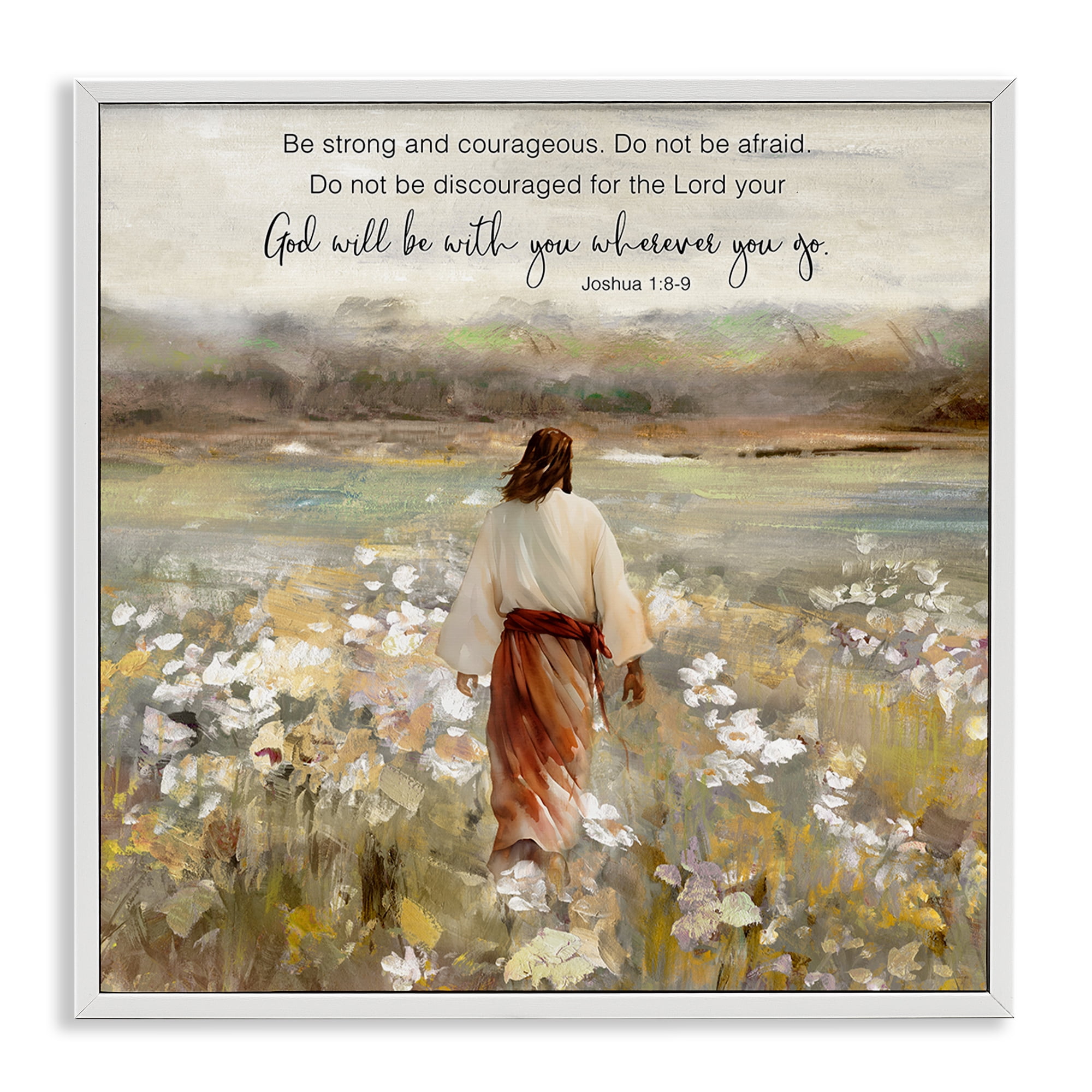 Stupell Industries God With You Wherever White Framed Giclee Art, design by Sally Swatland