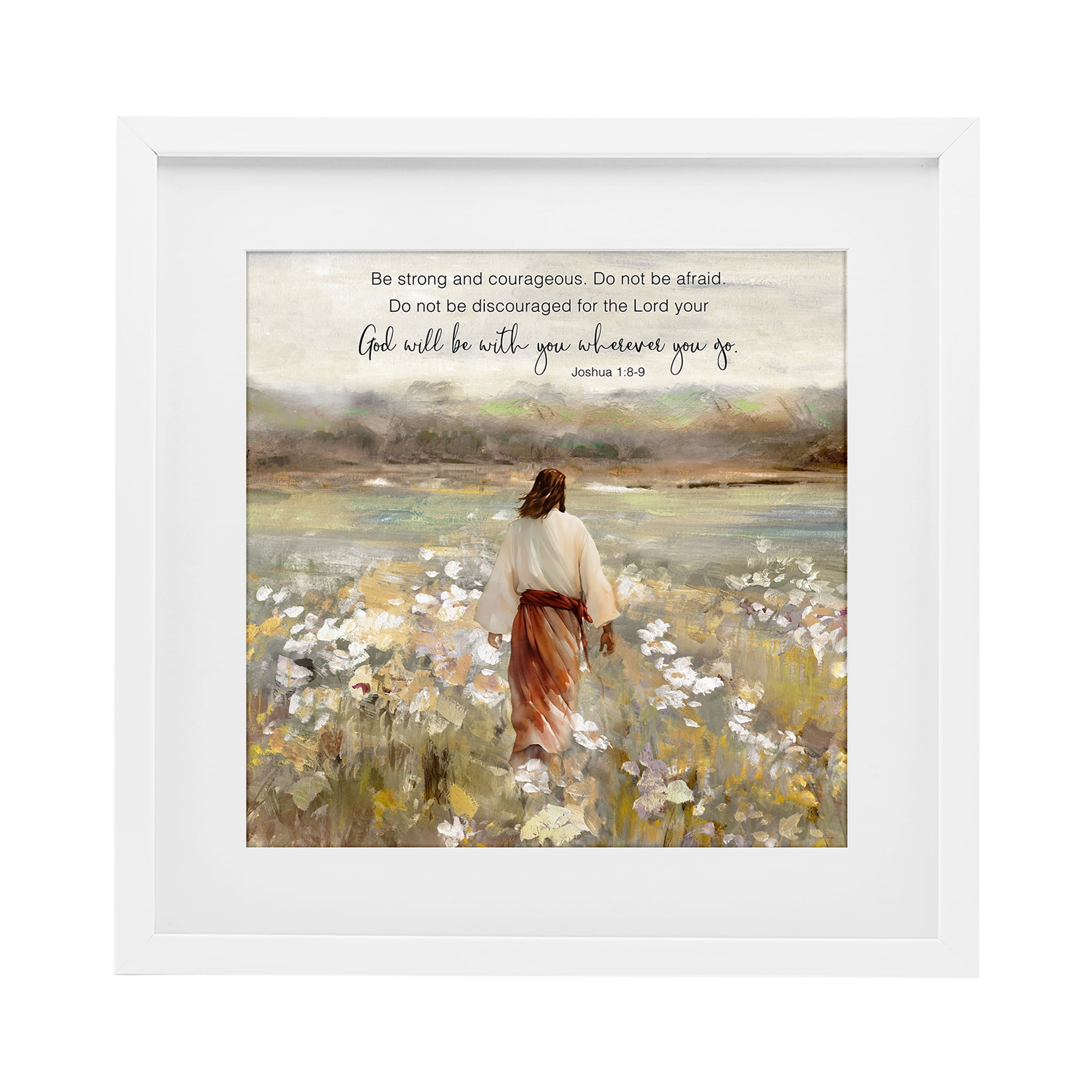Stupell Industries God With You Wherever White Framed Print Under Glass, design by Sally Swatland