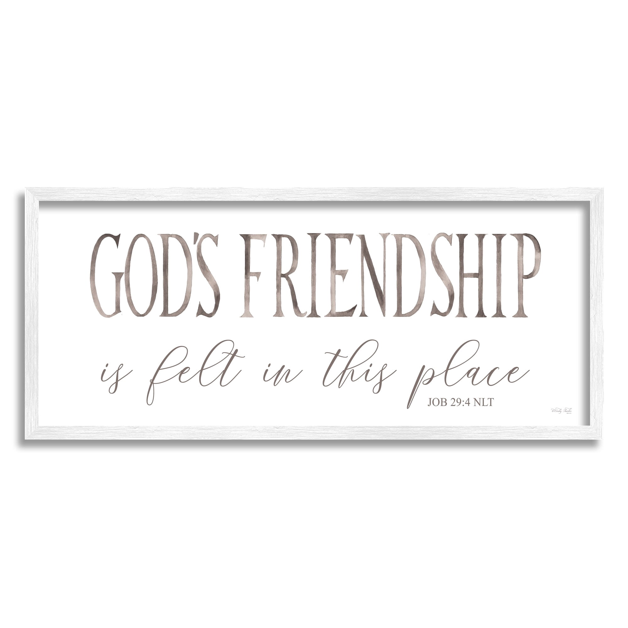 Stupell Industries God's Friendship Religious Home Casual Phrase Sign Graphic Art White Framed Art Print Wall Art, Design by Cindy Jacobs