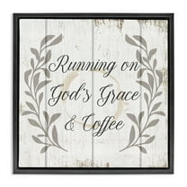 Stupell Industries God's Grace & Coffee Phrase Religious Painting Black Floater Framed Canvas Art Print Wall Art, 18 x 18