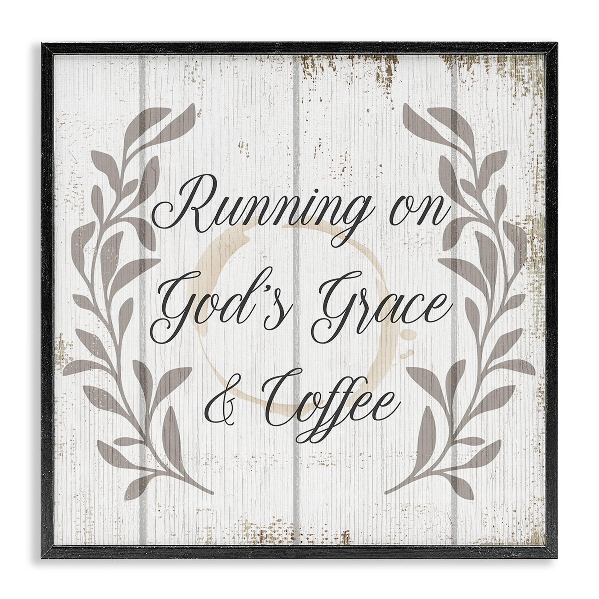 Stupell Industries God's Grace & Coffee Phrase Religious Painting Black Framed Art Print Wall Art, 17 x 17