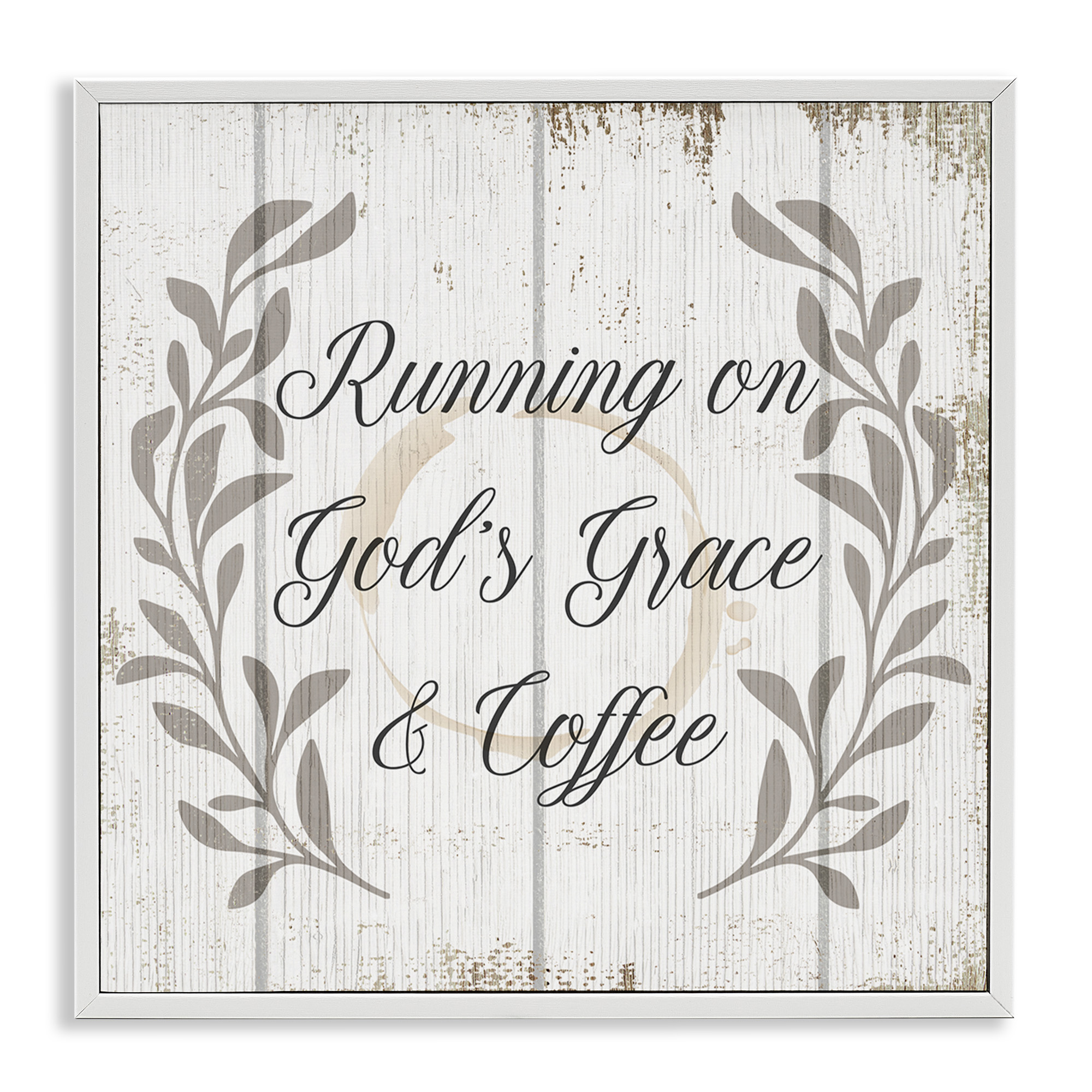 Stupell Industries God's Grace & Coffee Phrase Religious Painting White Framed Art Print Wall Art, 24 x 24