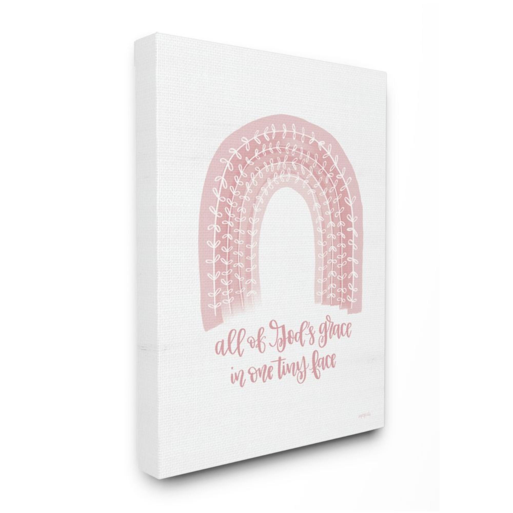 Stupell Industries God's Grace in One Face Phrase Pink Rainbow Design by Imperfect Dust, 16" x 20"