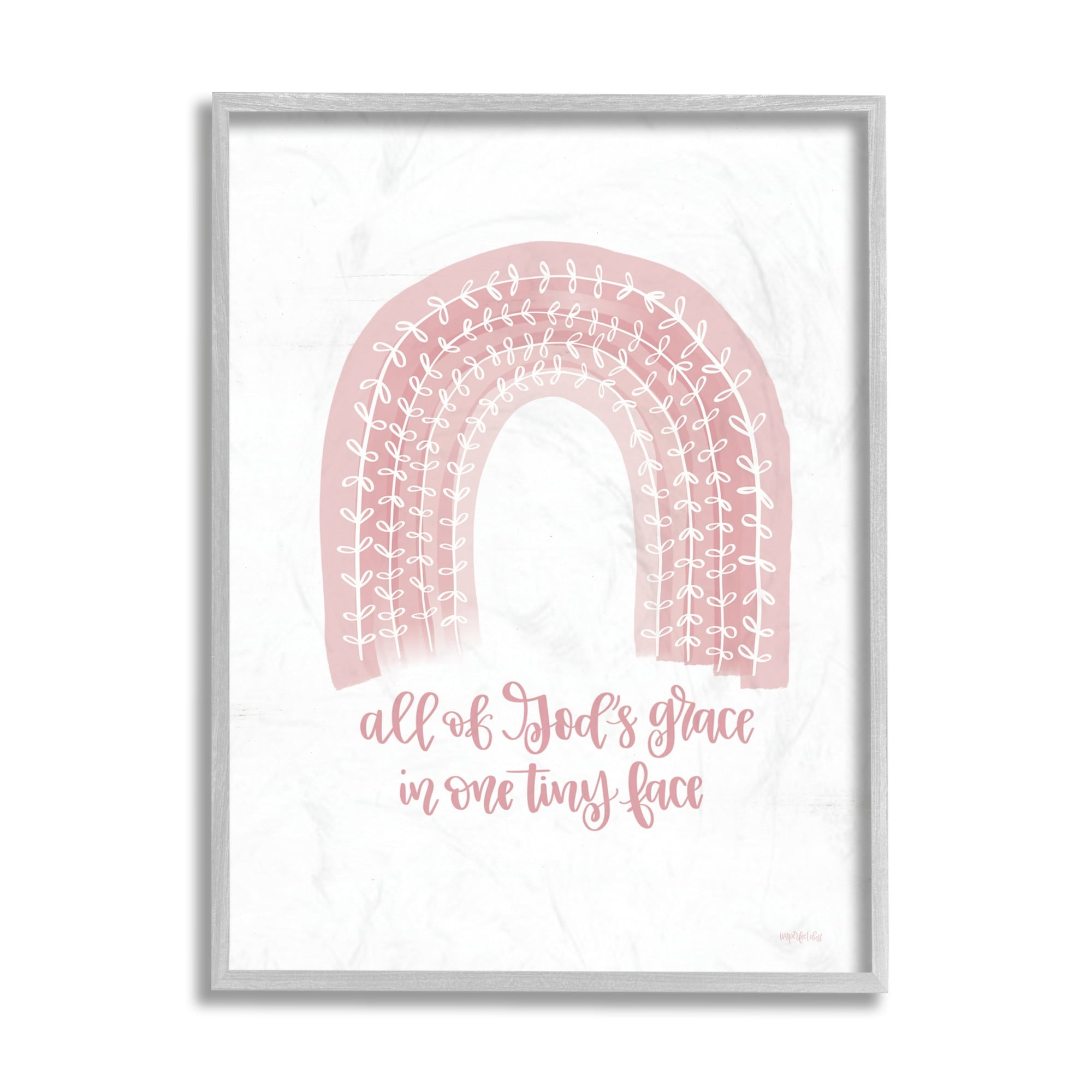 Stupell Industries God's Grace in One Face Phrase Pink Rainbow Design by Imperfect Dust