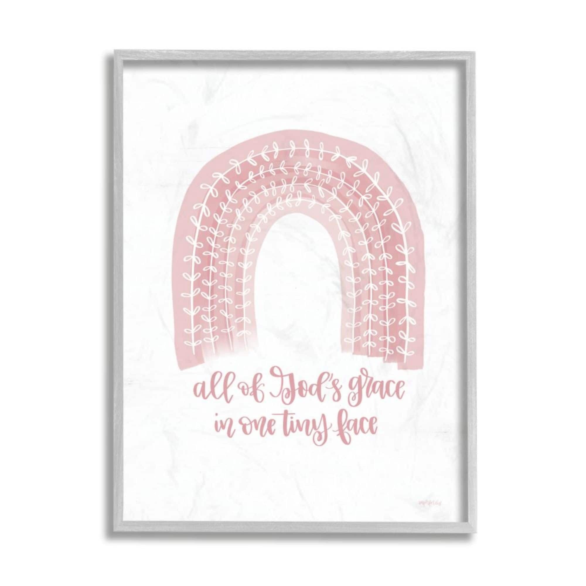 Stupell Industries God's Grace in One Face Phrase Pink Rainbow Design by Imperfect Dust