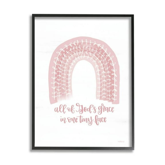 Stupell Industries God's Grace in One Face Phrase Pink Rainbow Design by Imperfect Dust