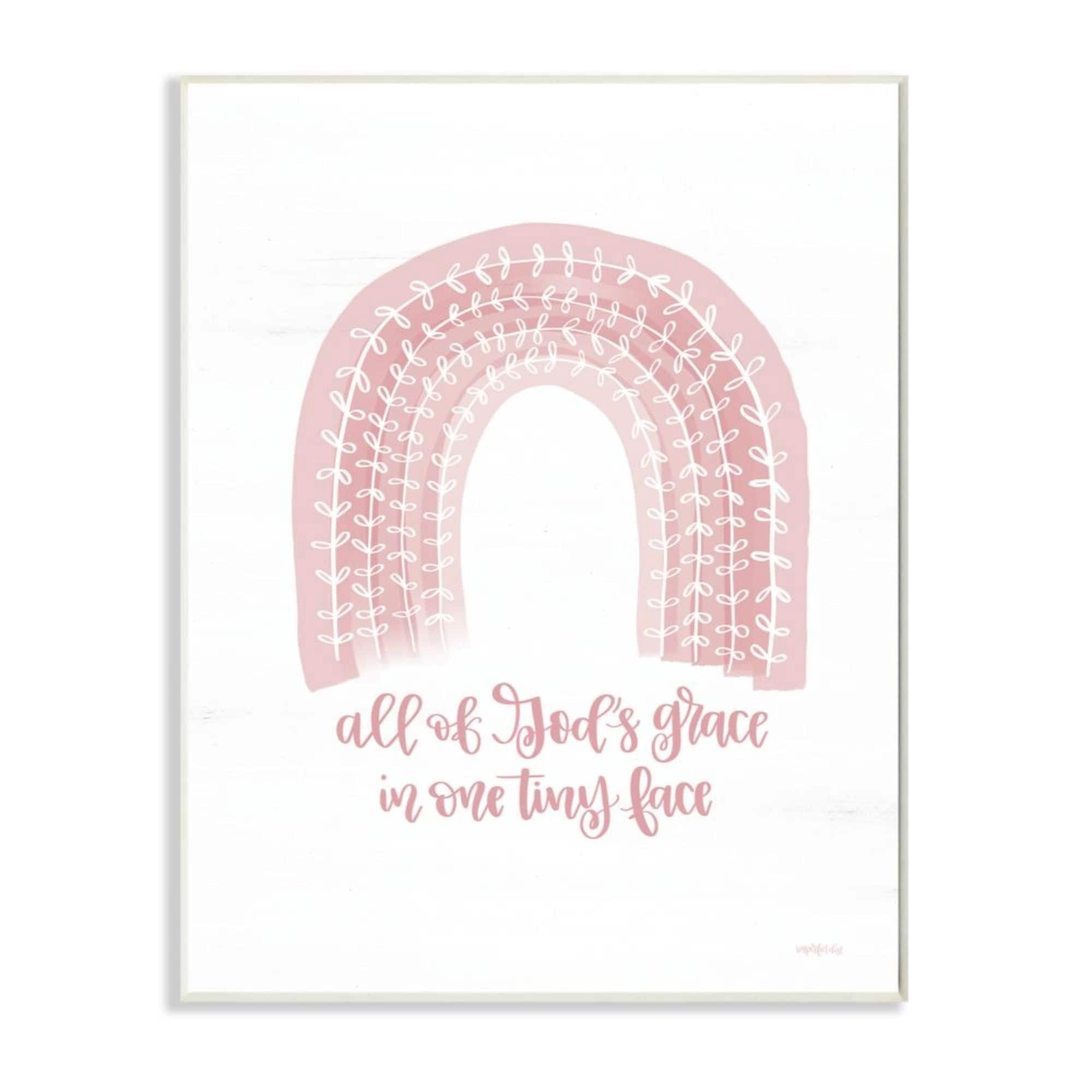 Stupell Industries God's Grace in One Face Phrase Pink Rainbow Design by Imperfect Dust