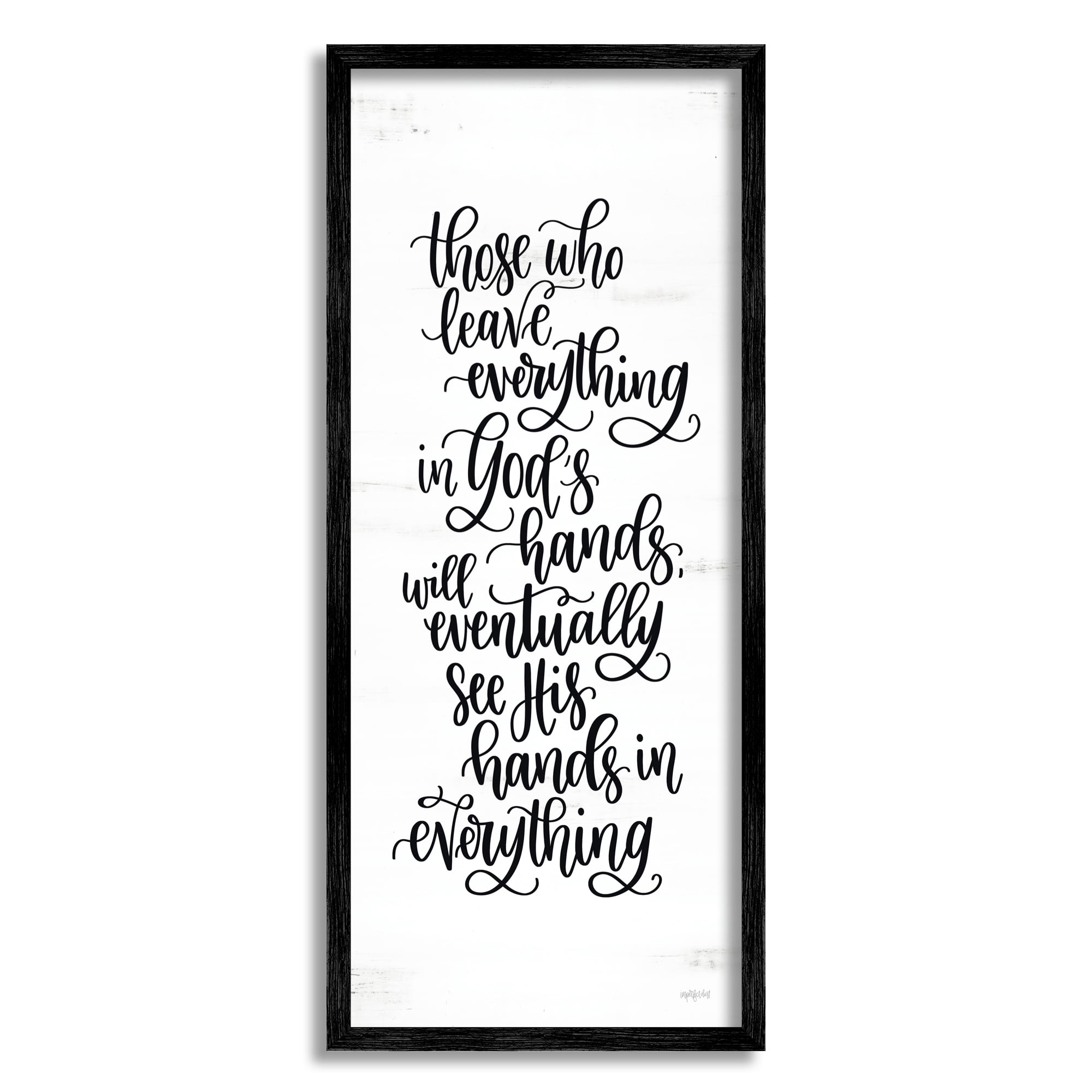 Stupell Industries God's Hands Religious Script Calligraphy Spiritual Phrase Graphic Art Black Framed Art Print Wall Art, Design by Imperfect Dust