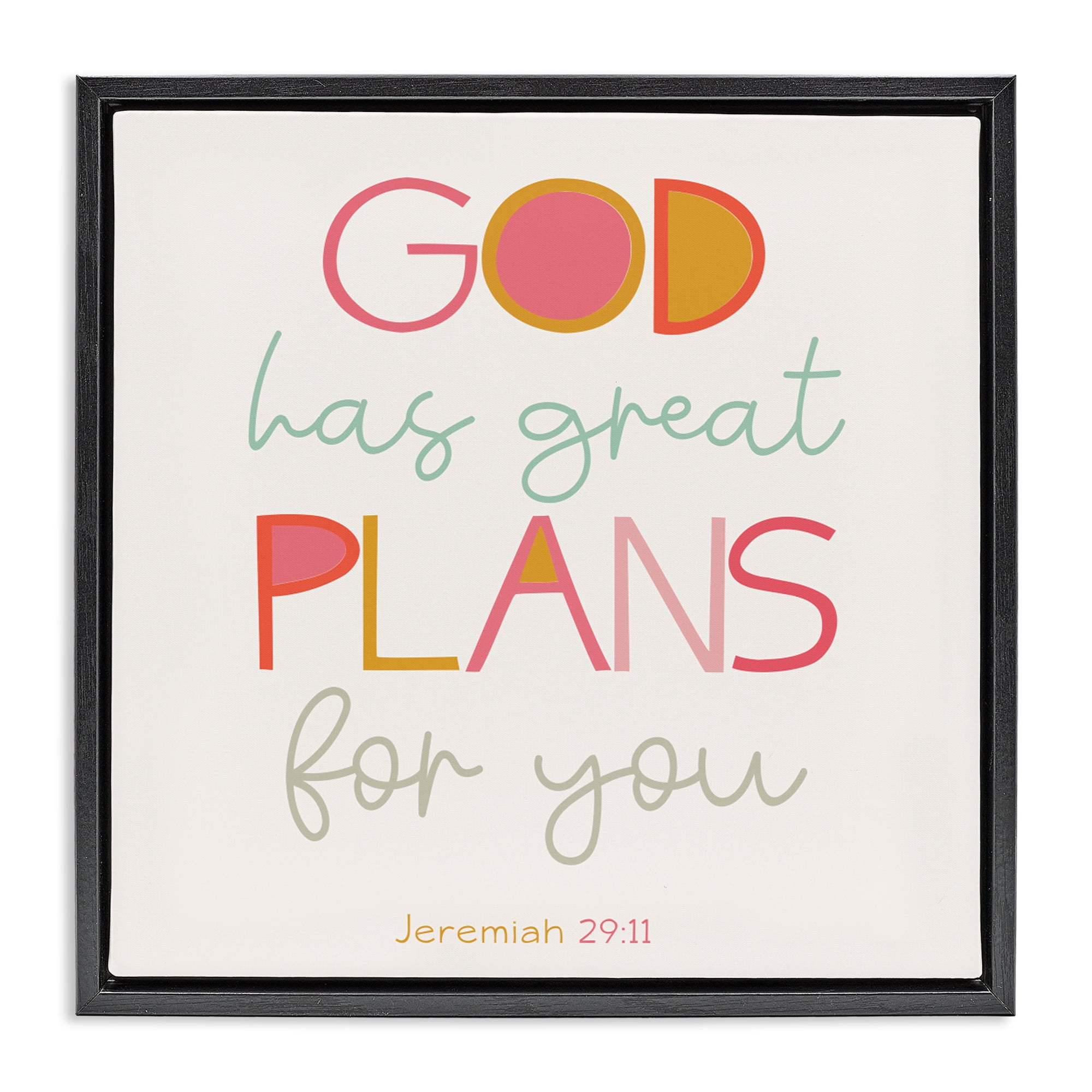 Stupell Industries God's Plans For You Black Framed Floater Canvas Wall Art, design by SD Graphics Studio