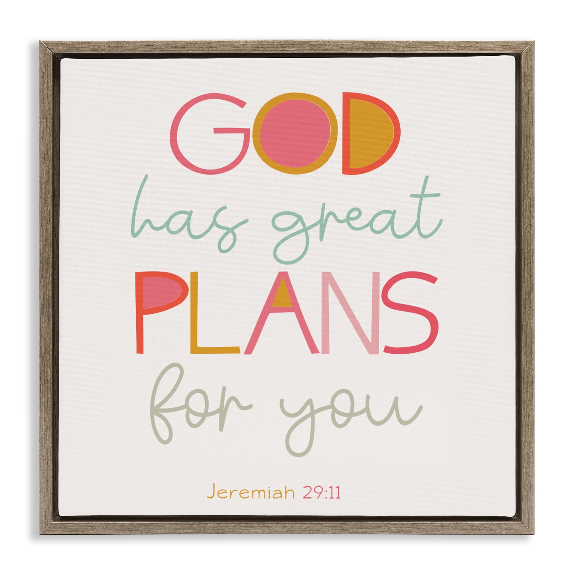 Stupell Industries God's Plans For You Brown Framed Floater Canvas Wall Art, design by SD Graphics Studio