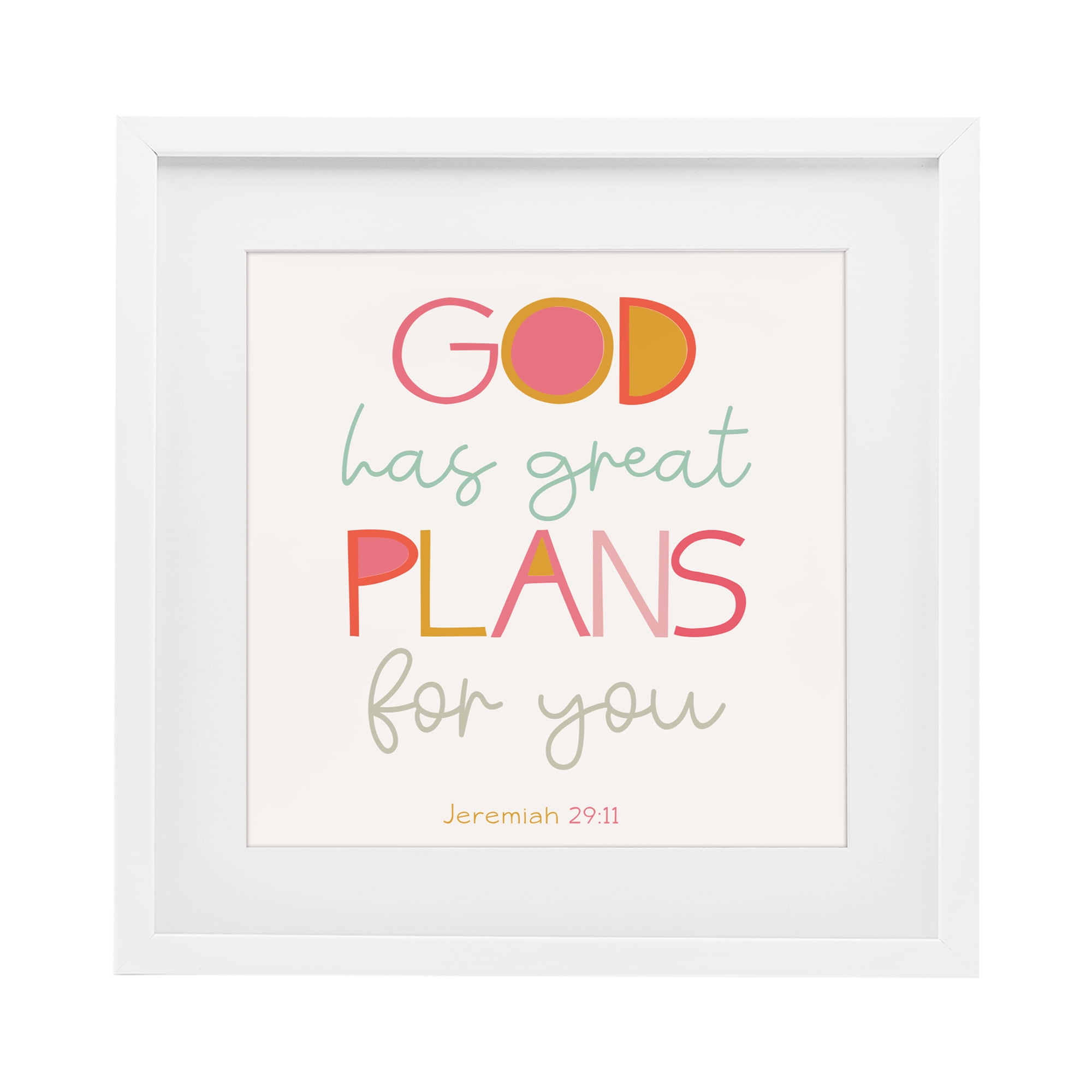Stupell Industries God's Plans For You White Framed Print Under Glass, design by SD Graphics Studio