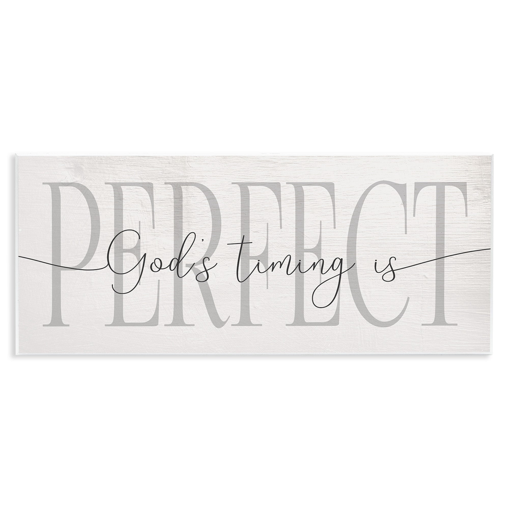 Stupell Industries God's Timing is Perfect Phrase Farmhouse Pattern, 17 x 7, Design by Daphne Polselli