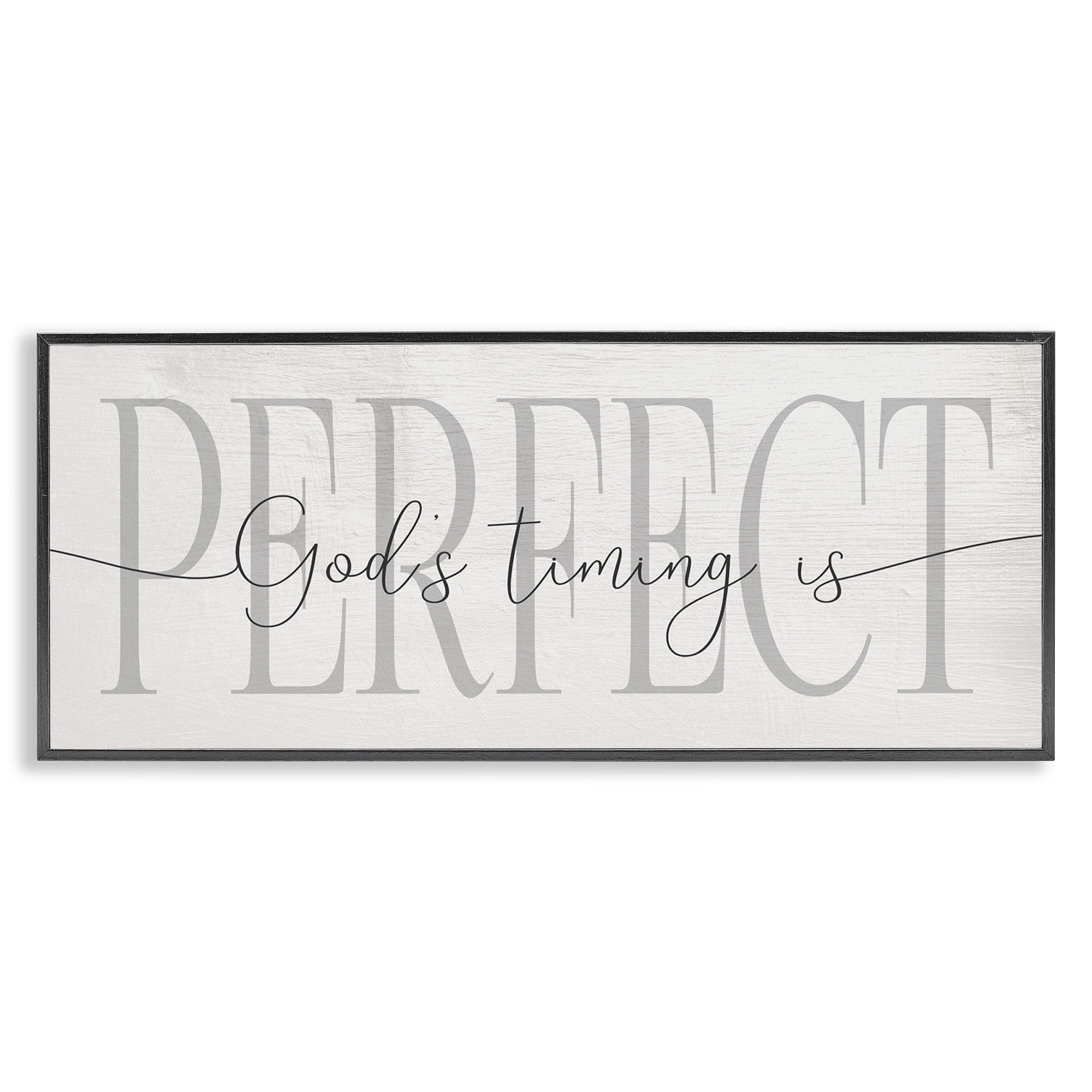 Stupell Industries God's Timing is Perfect Phrase Farmhouse Pattern, 24 x 10, Design by Daphne Polselli