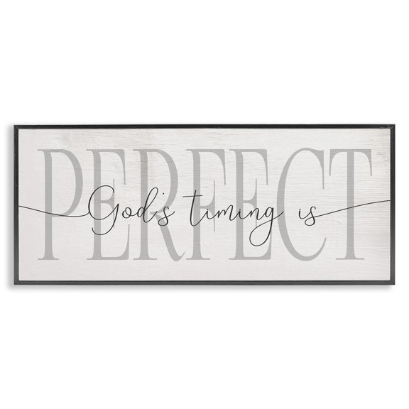 Stupell Industries God's Timing is Perfect Phrase Farmhouse Pattern, 24 x 10, Design by Daphne Polselli
