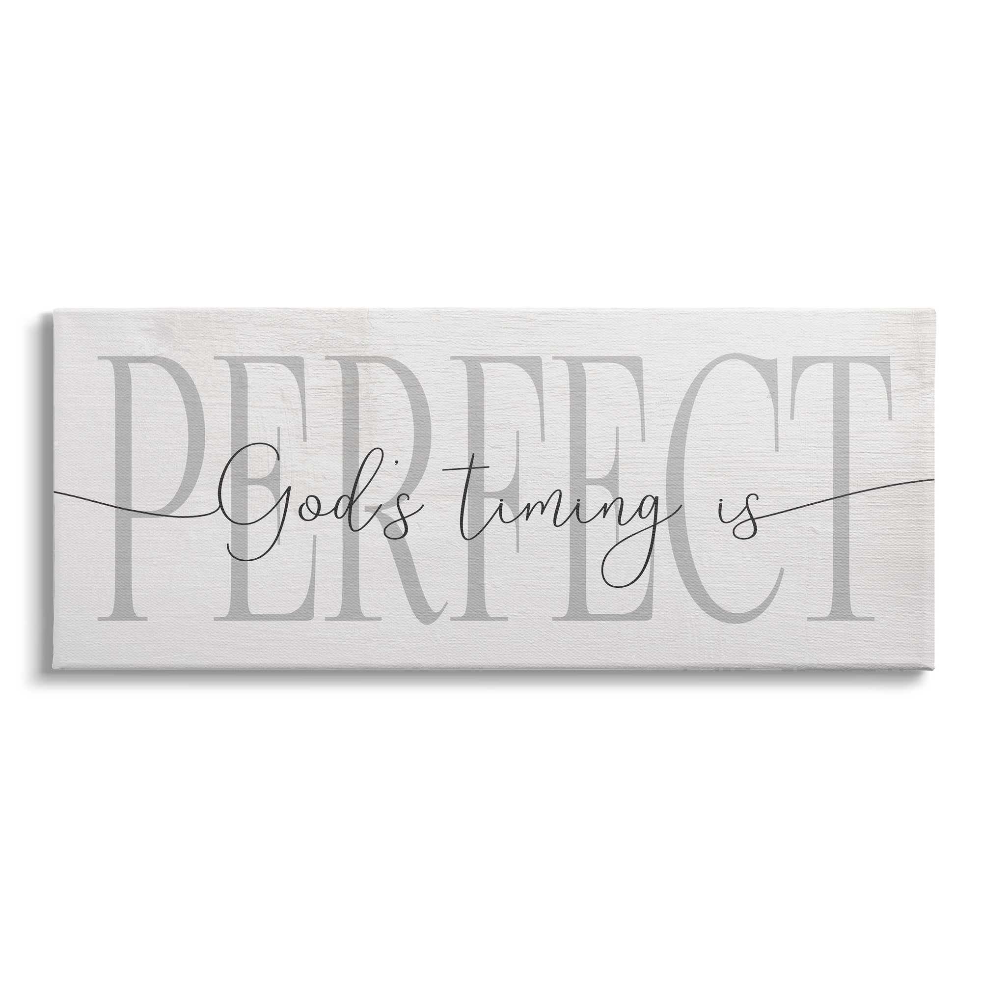 Stupell Industries God's Timing is Perfect Phrase Farmhouse Pattern, 48 x 20, Design by Daphne Polselli