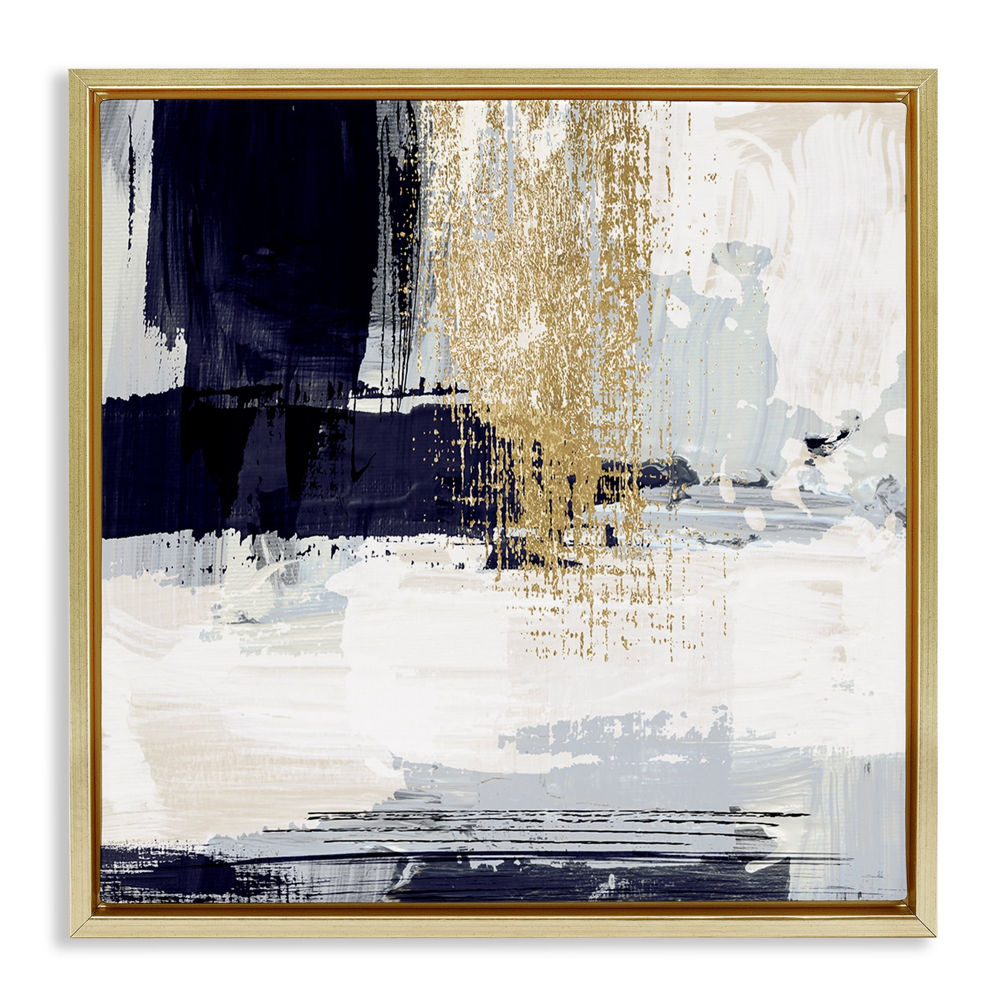 Stupell Industries Gold Accented Abstract Abstract Painting Gold Floater Framed Canvas Art Print Wall Art, 25 x 25