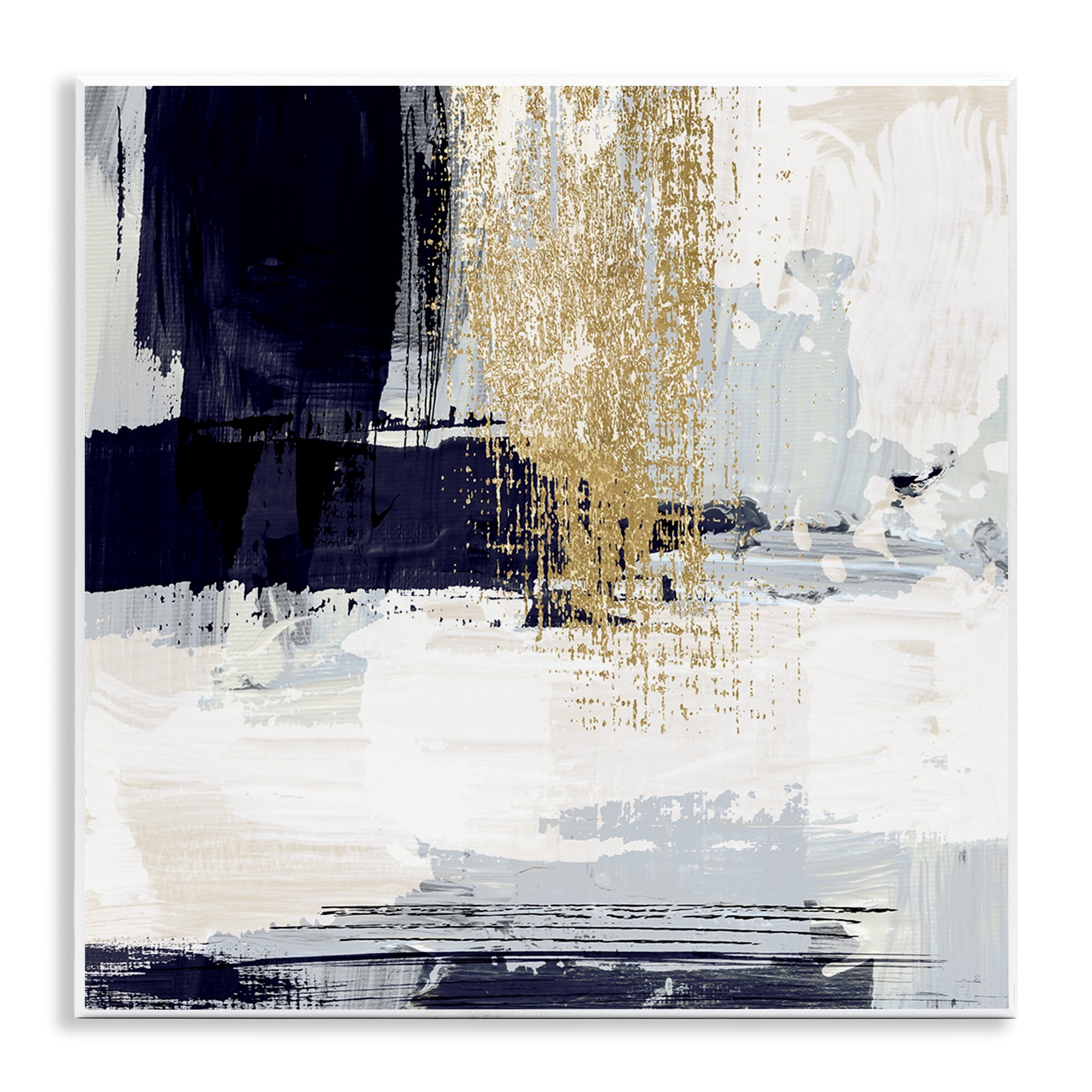 Stupell Industries Gold Accented Abstract Abstract Painting Unframed Art Print Wall Art, 12 x 12