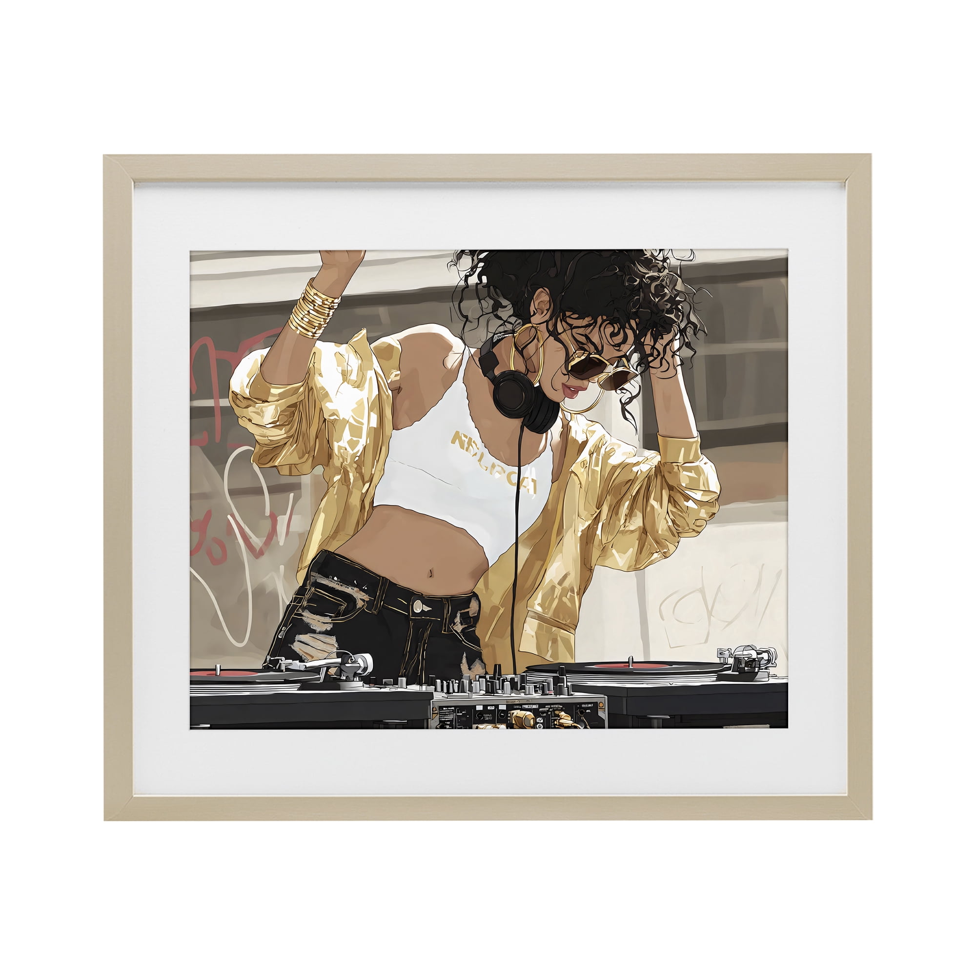 Stupell Industries Gold Accented DJ Birch Framed Print Under Glass, design by Franklyn Gregory