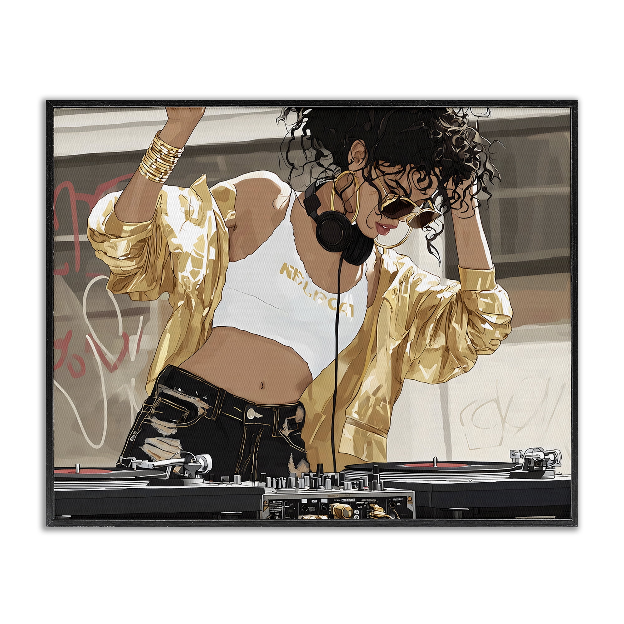 Stupell Industries Gold Accented DJ Black Framed Giclee Art, design by Franklyn Gregory