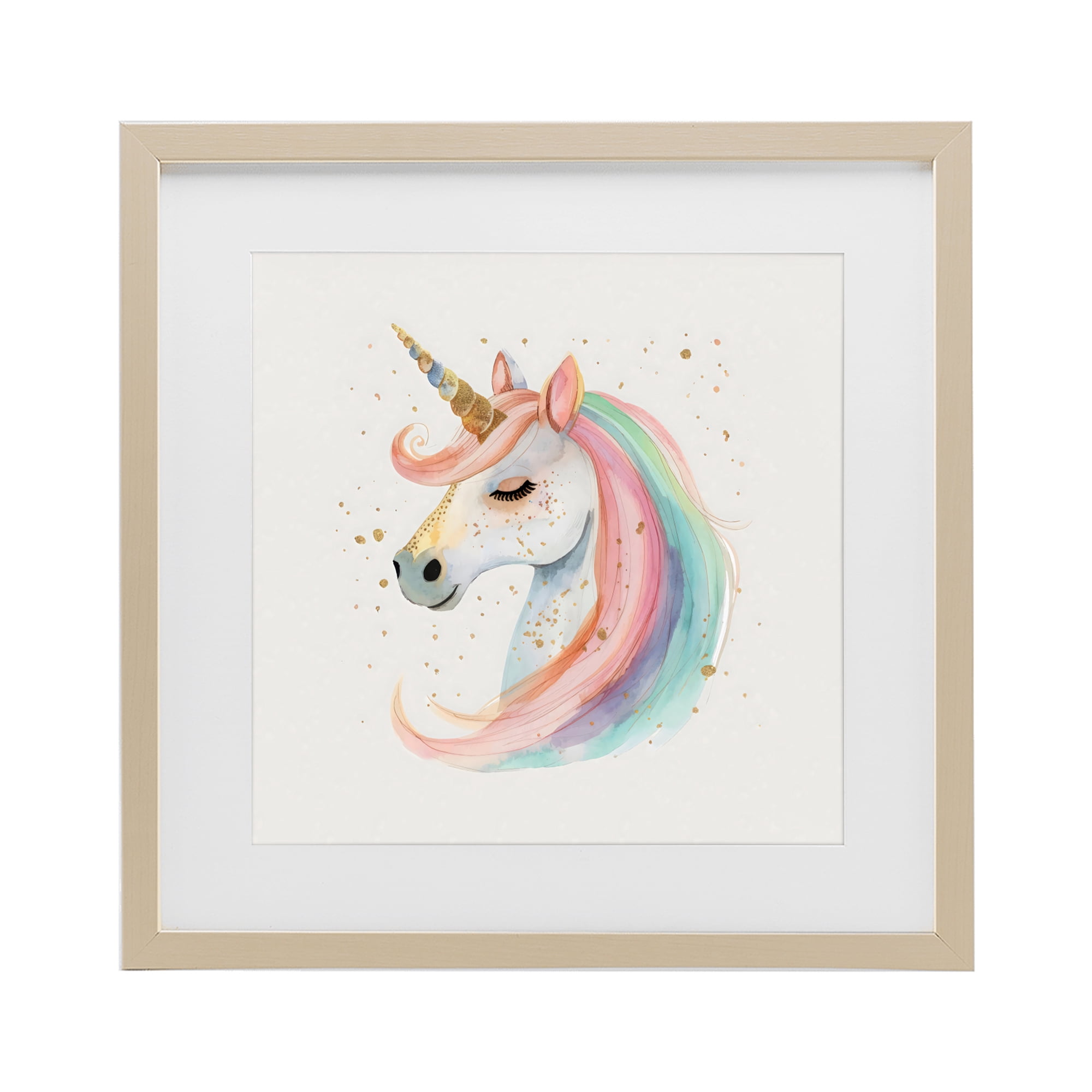 Stupell Industries Gold Accented Unicorn Birch Framed Print Under Glass, design by Creative Studio