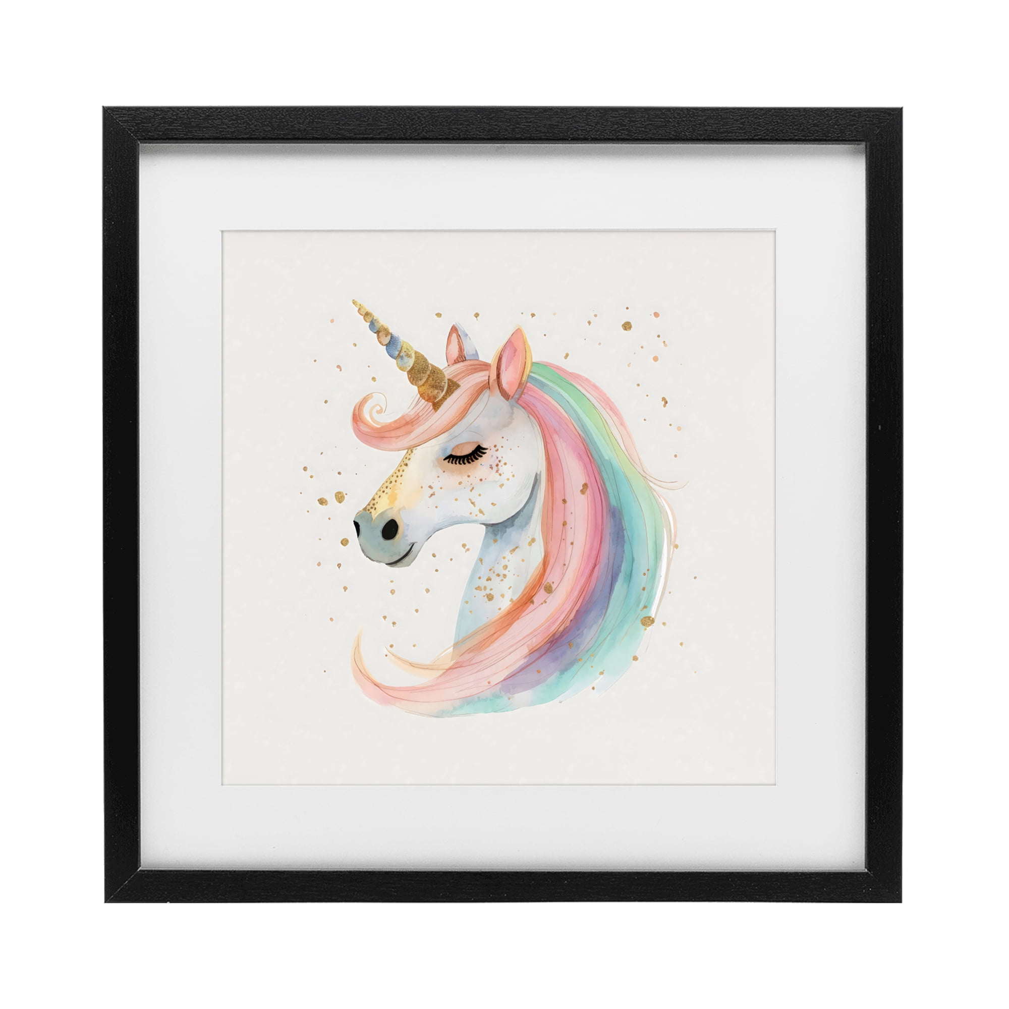 Stupell Industries Gold Accented Unicorn Black Framed Print Under Glass, design by Creative Studio
