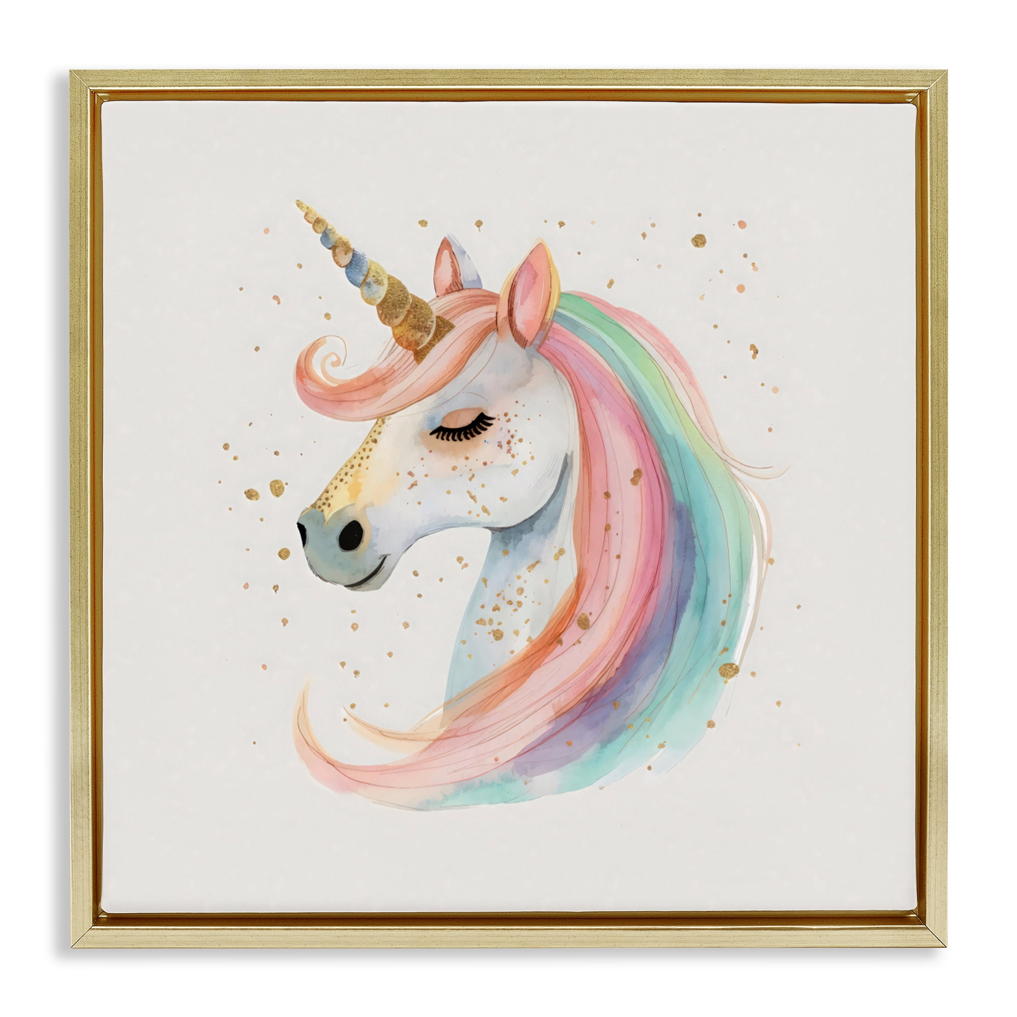 Stupell Industries Gold Accented Unicorn Gold Framed Floater Canvas Wall Art, design by Creative Studio