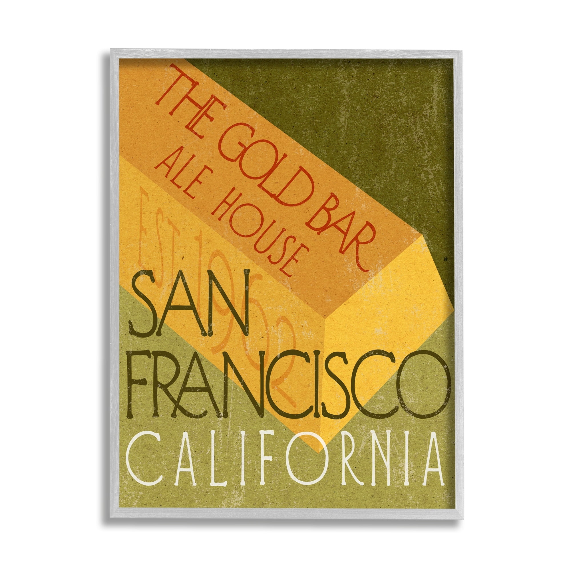Stupell Industries Gold Bar Ale House Retro Bar San Francisco, 11 x 14, Design by Daphne Polselli
