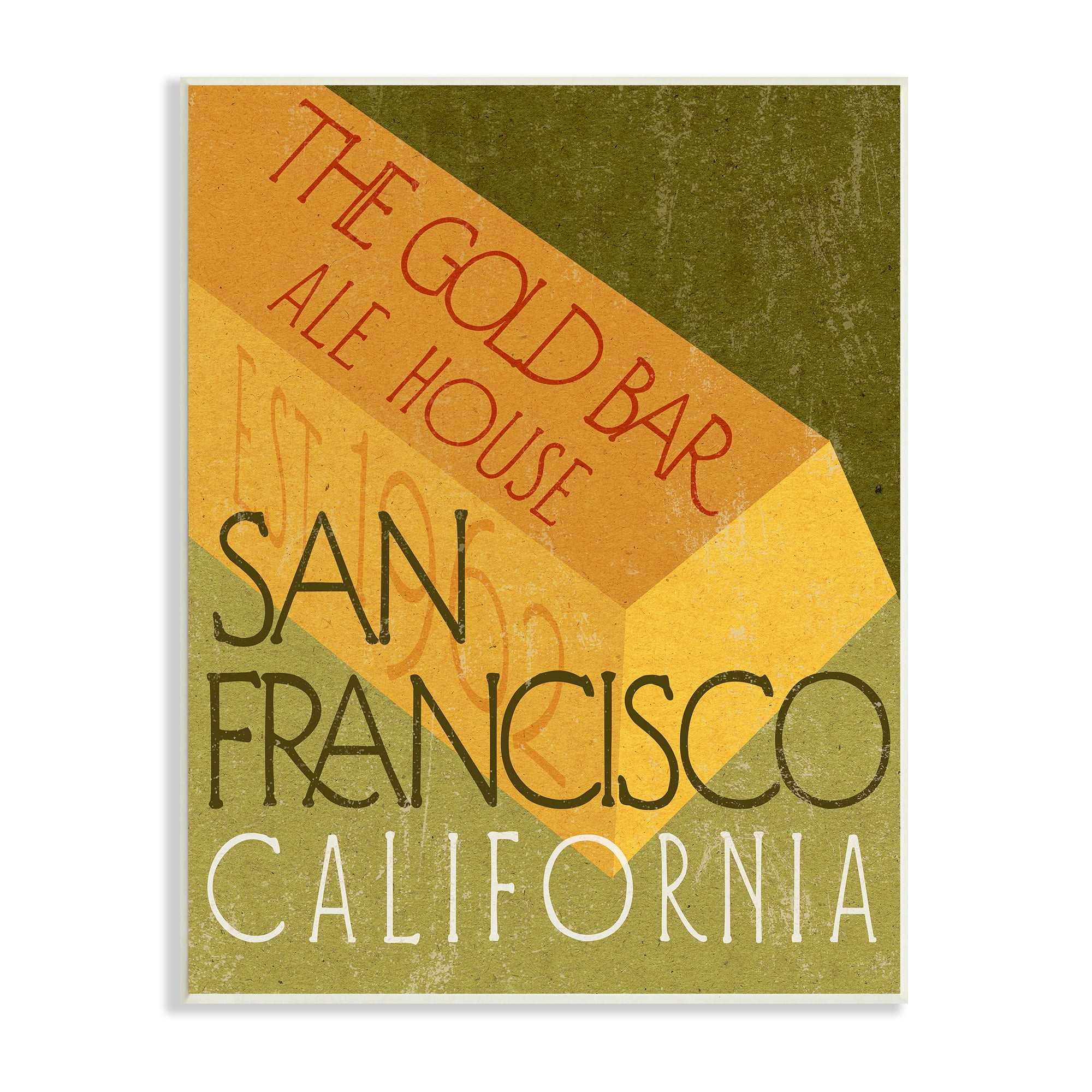 Stupell Industries Gold Bar Ale House Retro Bar San Francisco, 13 x 19, Design by Daphne Polselli