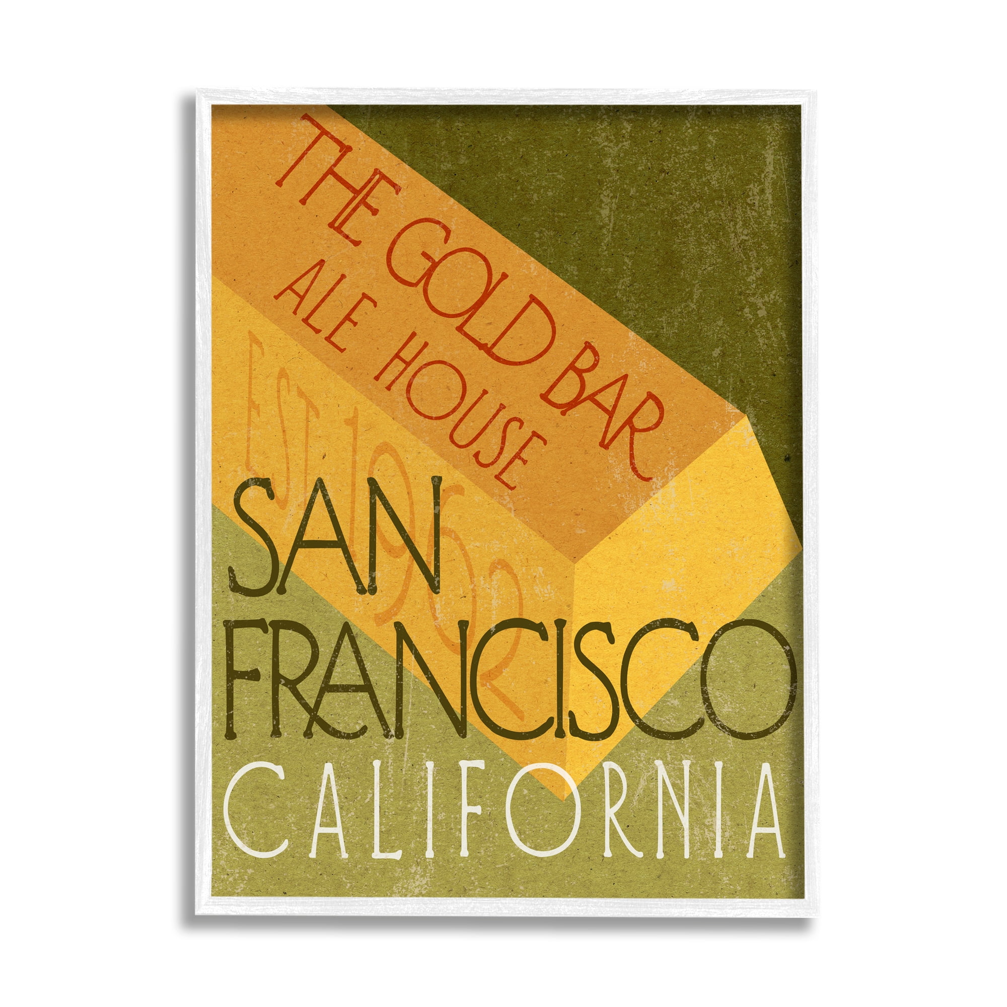 Stupell Industries Gold Bar Ale House Retro Bar San Francisco, 16 x 20, Design by Daphne Polselli