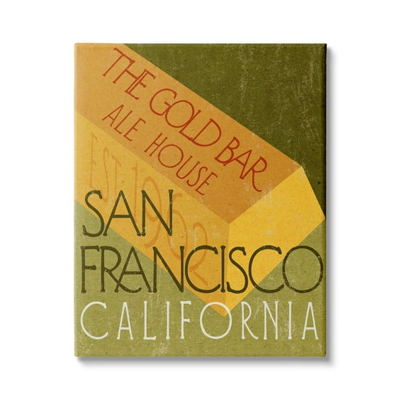 Stupell Industries Gold Bar Ale House Retro Bar San Francisco, 36 x 48, Design by Daphne Polselli
