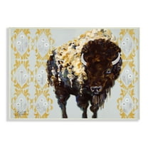 Stupell Industries Gold Buffalo Animal Pattern Grey Painting Unframed Art Print Wall Art, 10x15, by Stephanie Aguilar