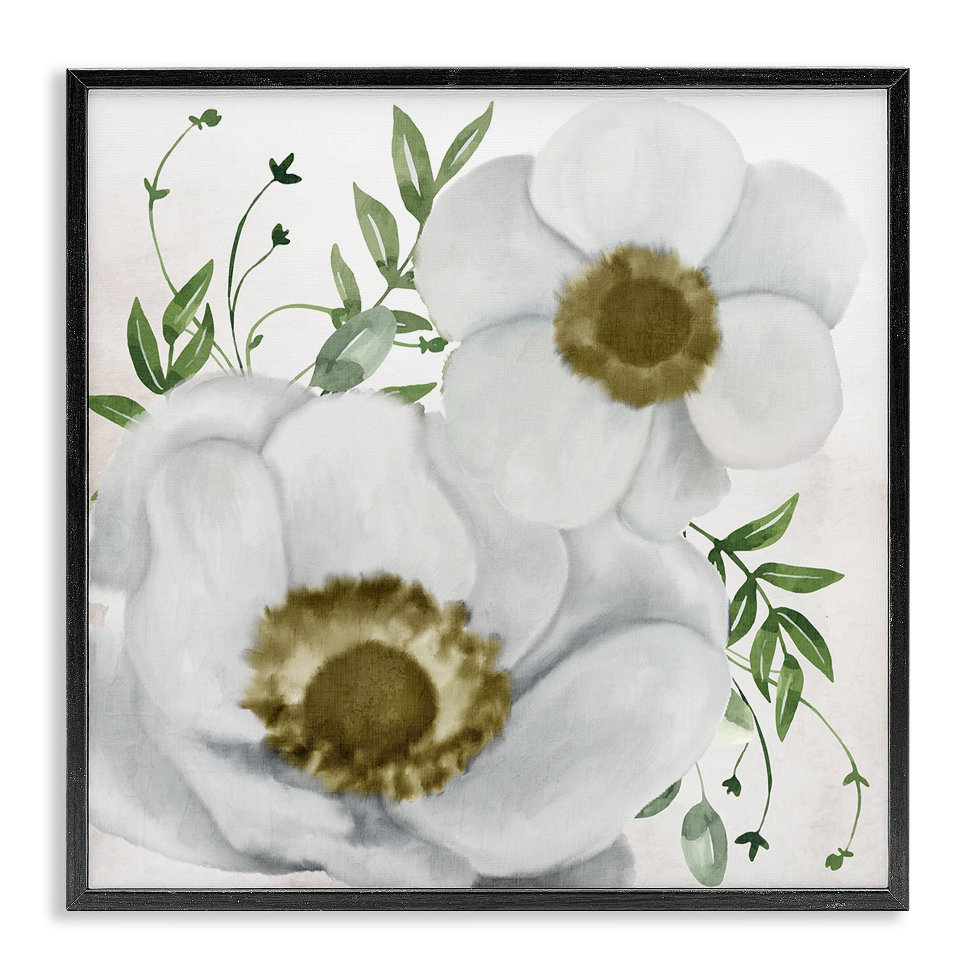 Stupell Industries Gold Centered Magnolia Plants & Flowers Painting Black Framed Art Print Wall Art, 24 x 24